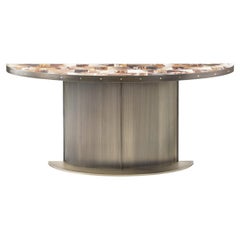 Nettuno Console Table in Horn & Burnished Brass Plated Steel by Arcahorn