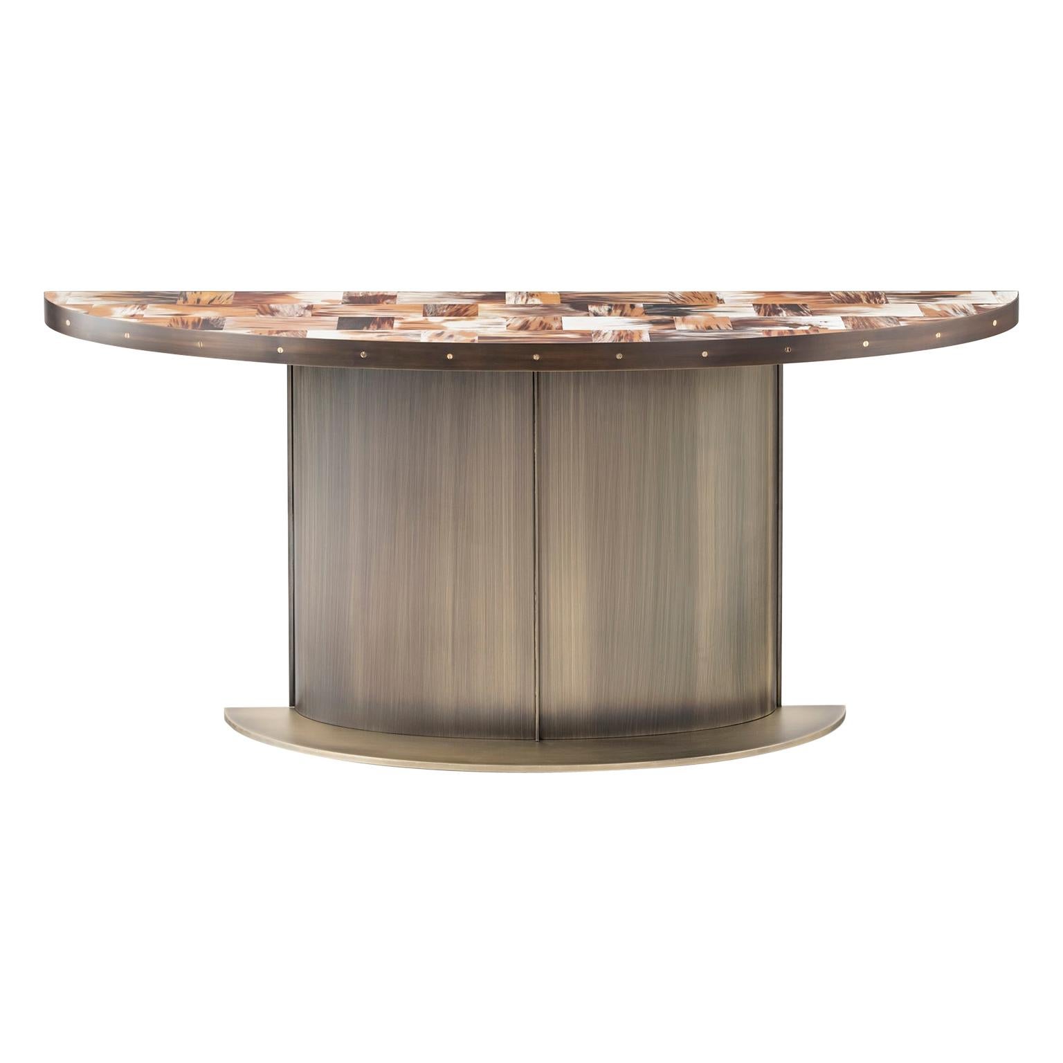 Table console Nettuno avec plateau en corno Italiano avec finition mate, Mod. 6016