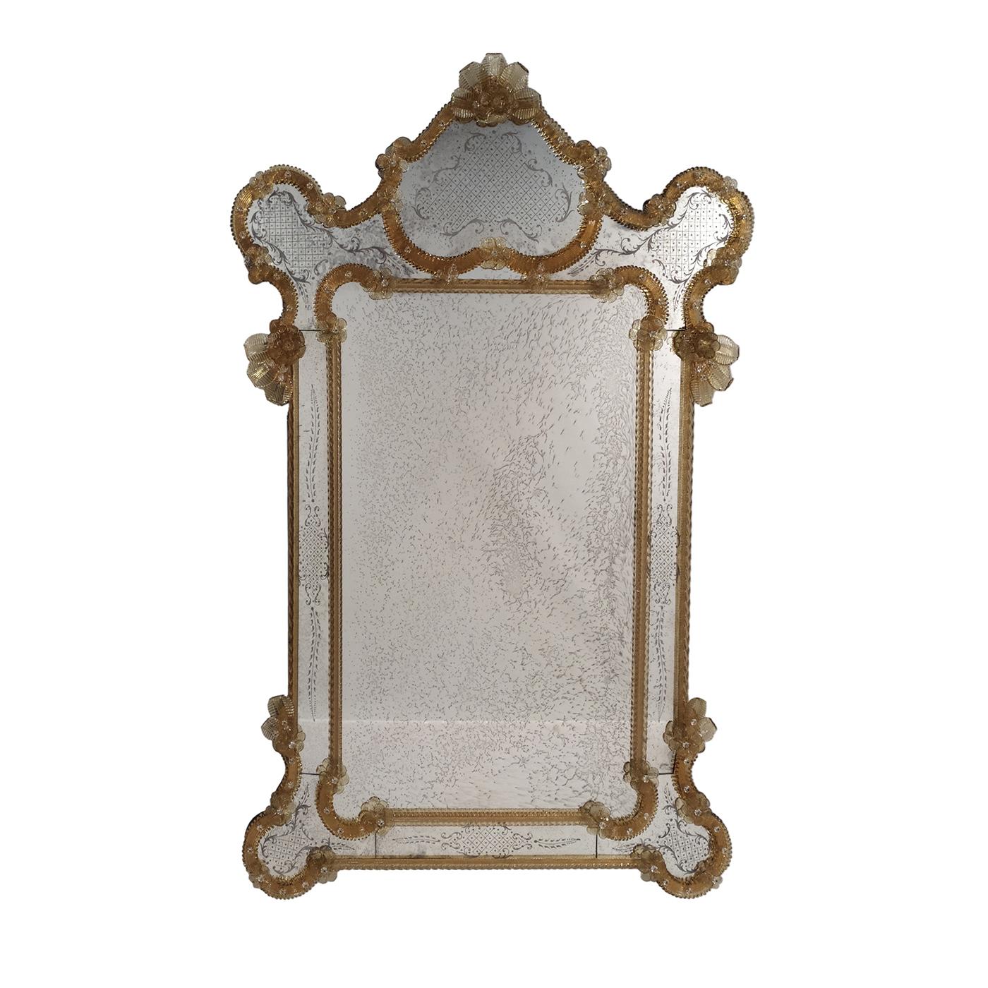 Nettuno Gold Murano Glass Mirror by Fratelli Tosi For Sale 2