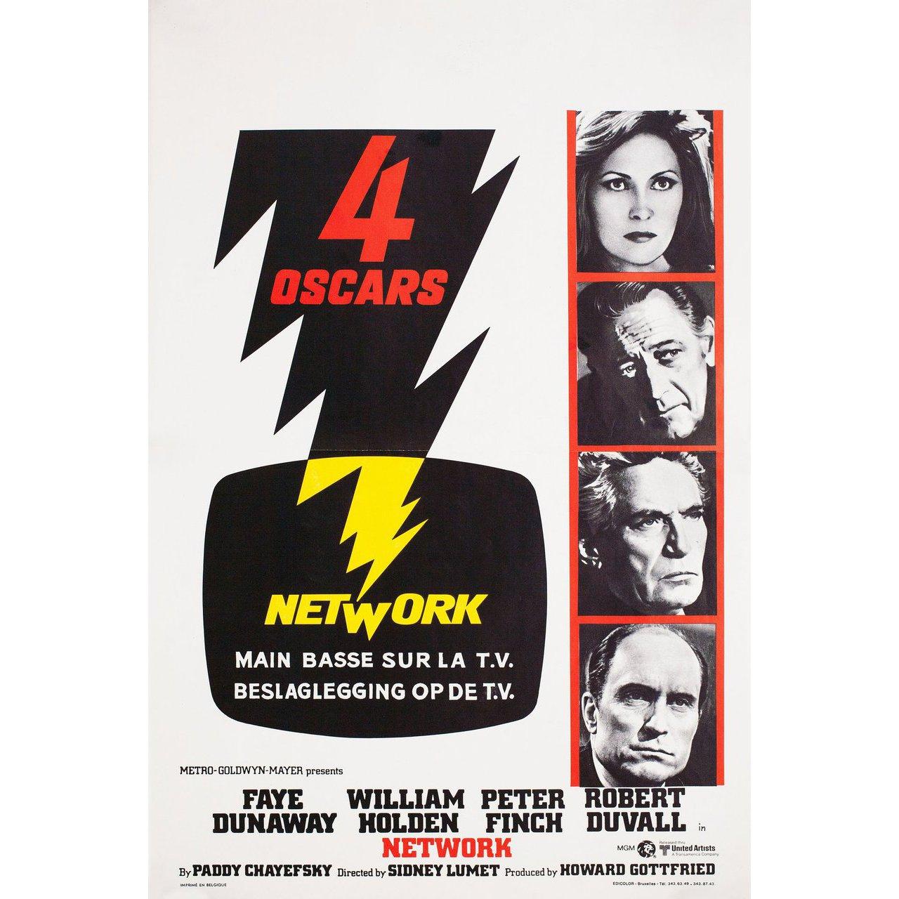 Original 1976 Belgian poster for the film Network directed by Sidney Lumet with Faye Dunaway / William Holden / Peter Finch / Robert Duvall. Fine condition, folded. Many original posters were issued folded or were subsequently folded. Please note: