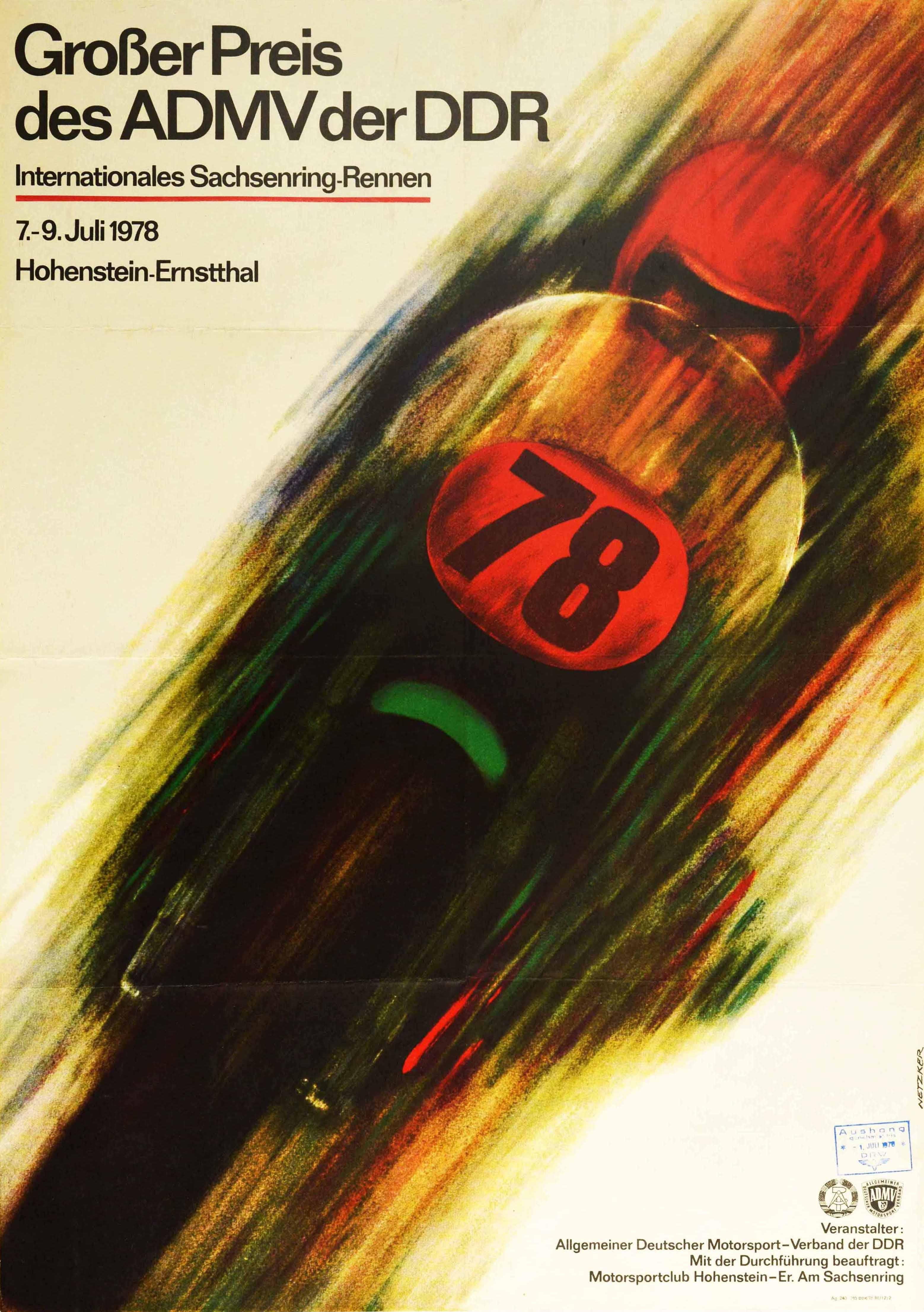 Netzker Print - Original Vintage Sport Poster Grand Prix Motorcycle Race Sachsenring ADMV DDR