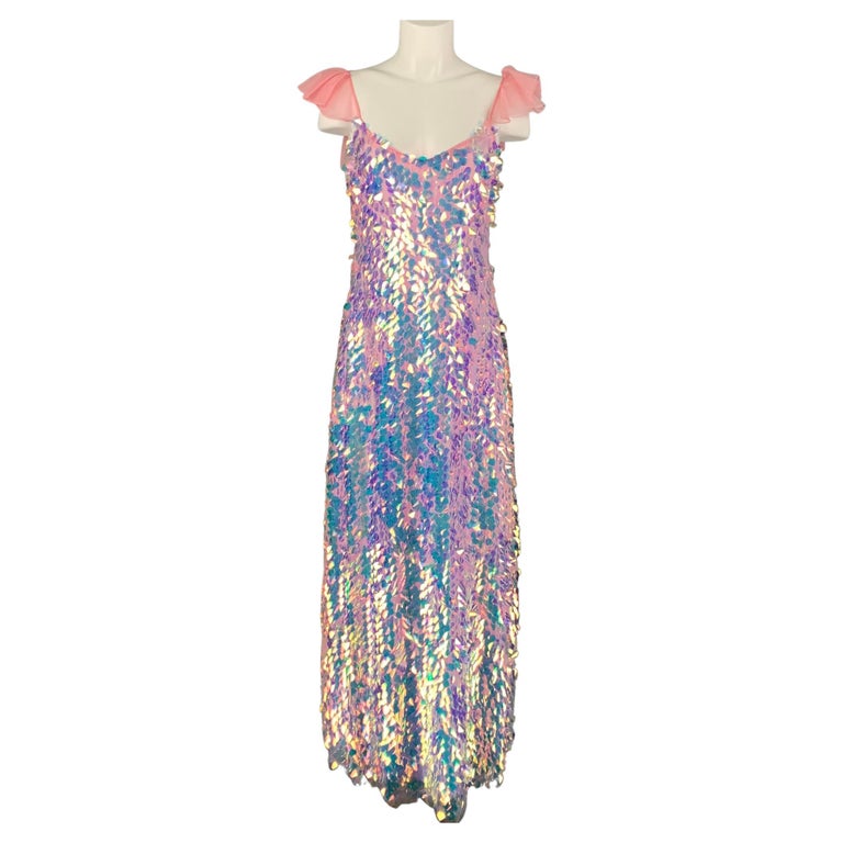 NEUBYRNE Size M Pink Silk Paillette Sequin Mirabella Gown Dress For ...