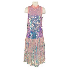 NEUBYRNE Size S Pink Silk Paillette A-Line Selena Dress