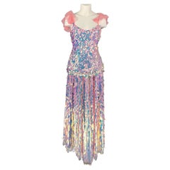 NEUBYRNE Size S Pink Silk Paillette Sequin Skirt Set