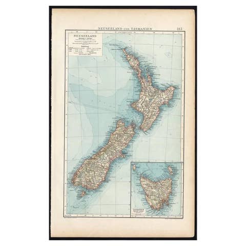 Antique Map of New Zealand and Tasmania, 1904