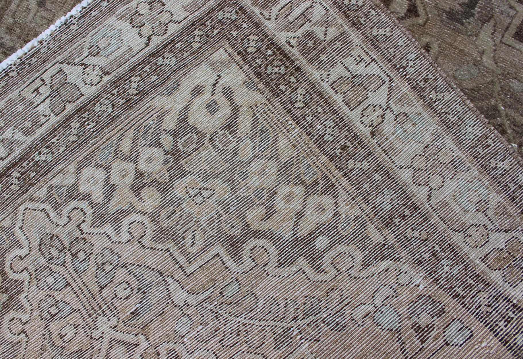 Neutral and Earth Tone Vintage Persian Lilihan Rug with Medallion For Sale 2
