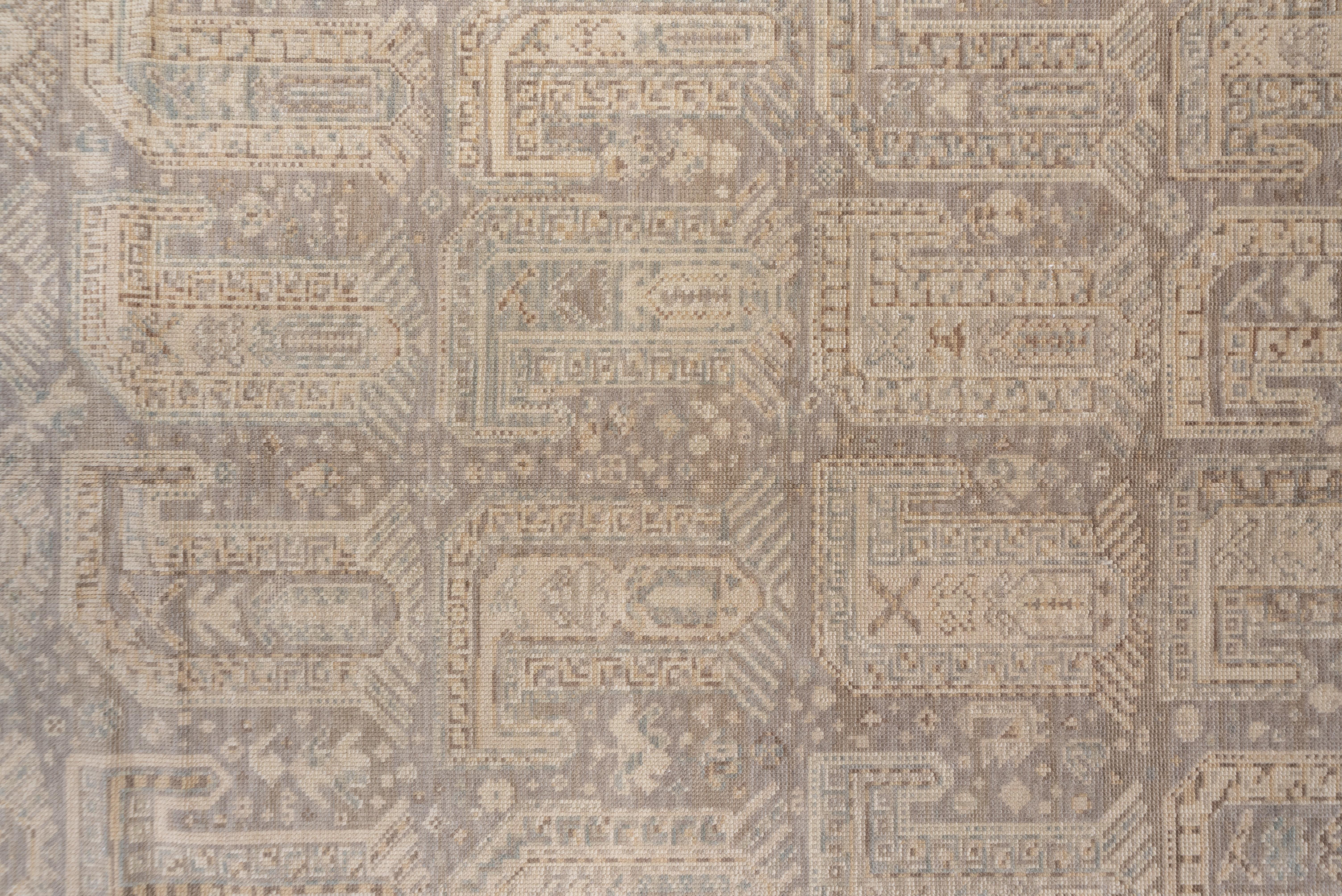 Tribal Neutral Antique Turkish Sivas Rug, Light Gray Field, Paisley All-Over Design For Sale