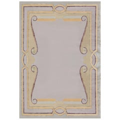 Neutral Beaux Arts Deco Beige, Brown, Gold & Purple Rug after Andre Arbus