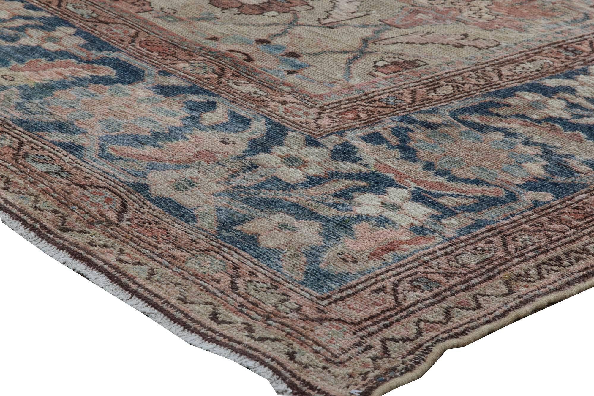 20th Century Antique Persian Malayer Handmade Wool Rug For Sale