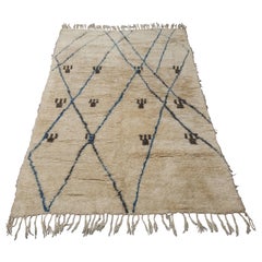 Vintage Neutral, Blue and Brown  Moroccan Rug 9'6"x 6'4"