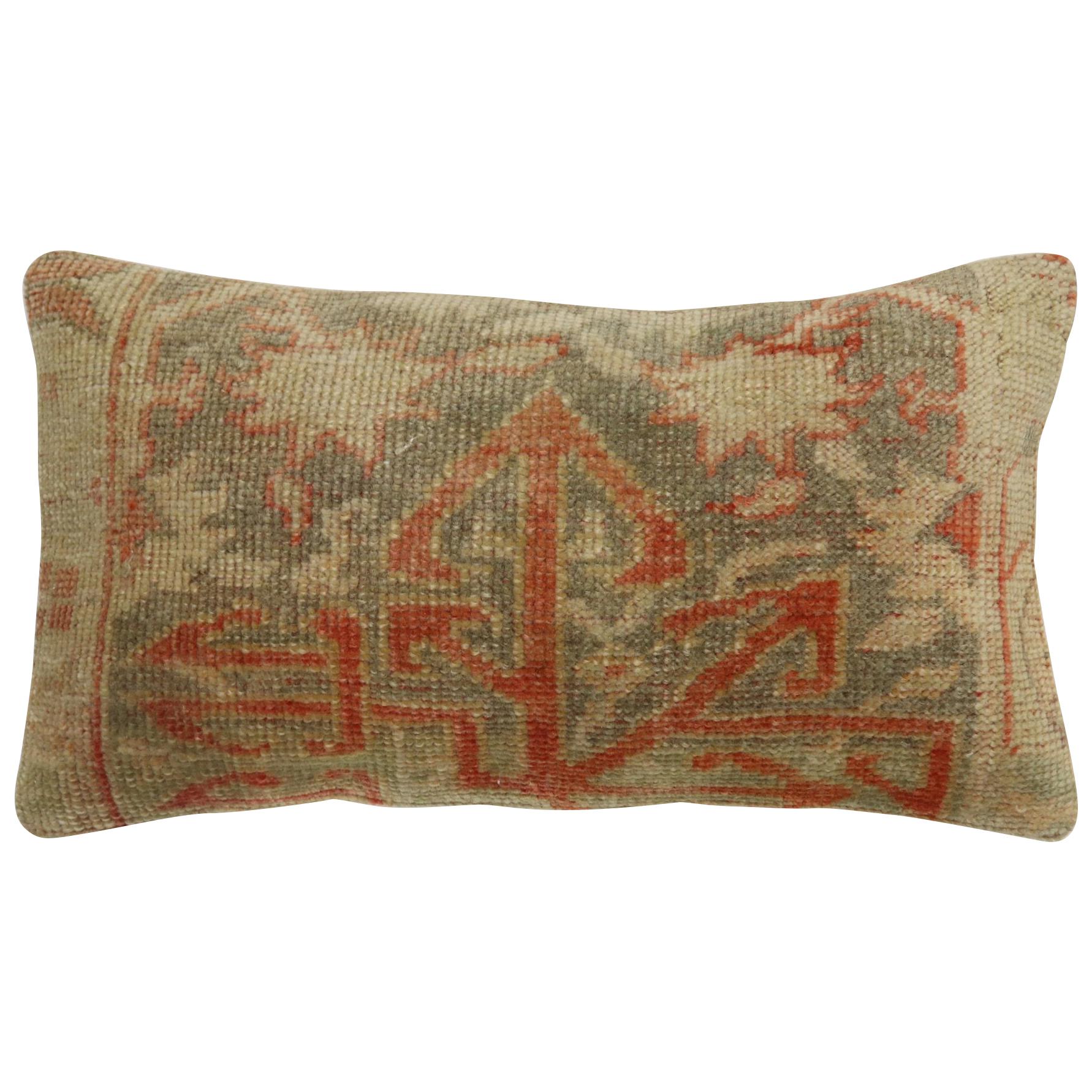 Neutral Brown Terracotta Wool Turkish Rug Pillow
