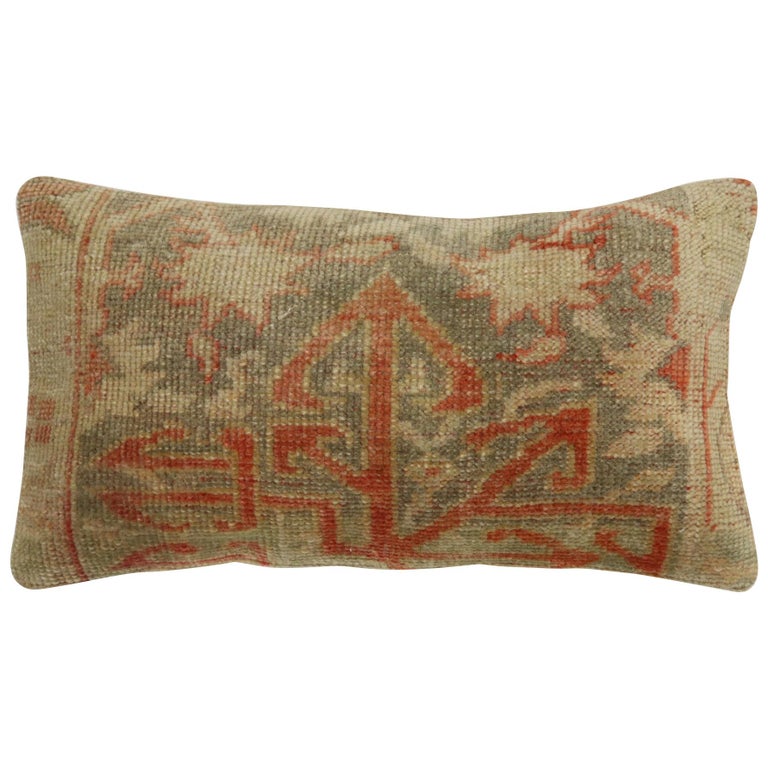 Neutral Brown Terracotta Wool Turkish Rug Pillow For Sale