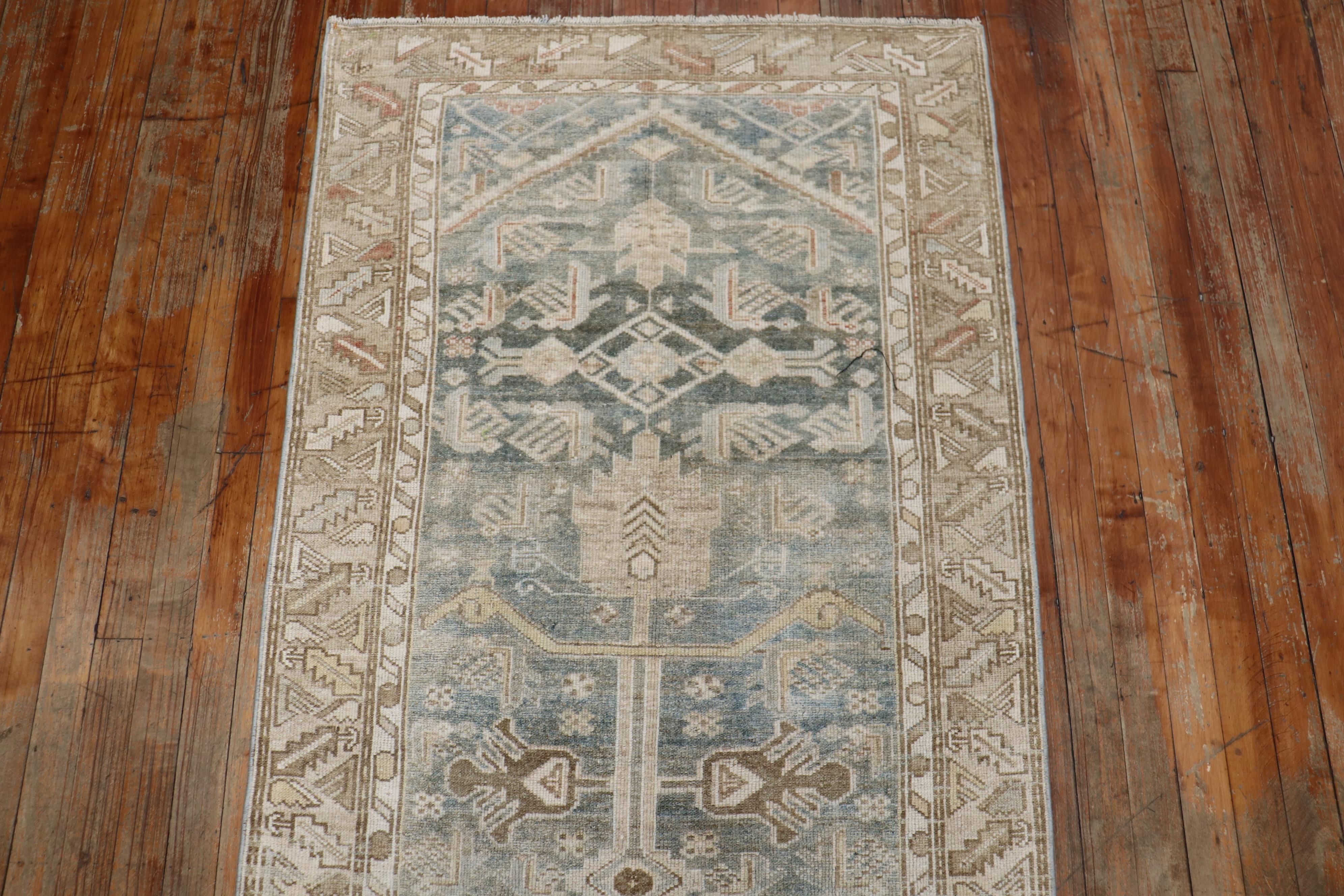 Hand-Knotted Neutral Color Antique Persian Malayer Runner