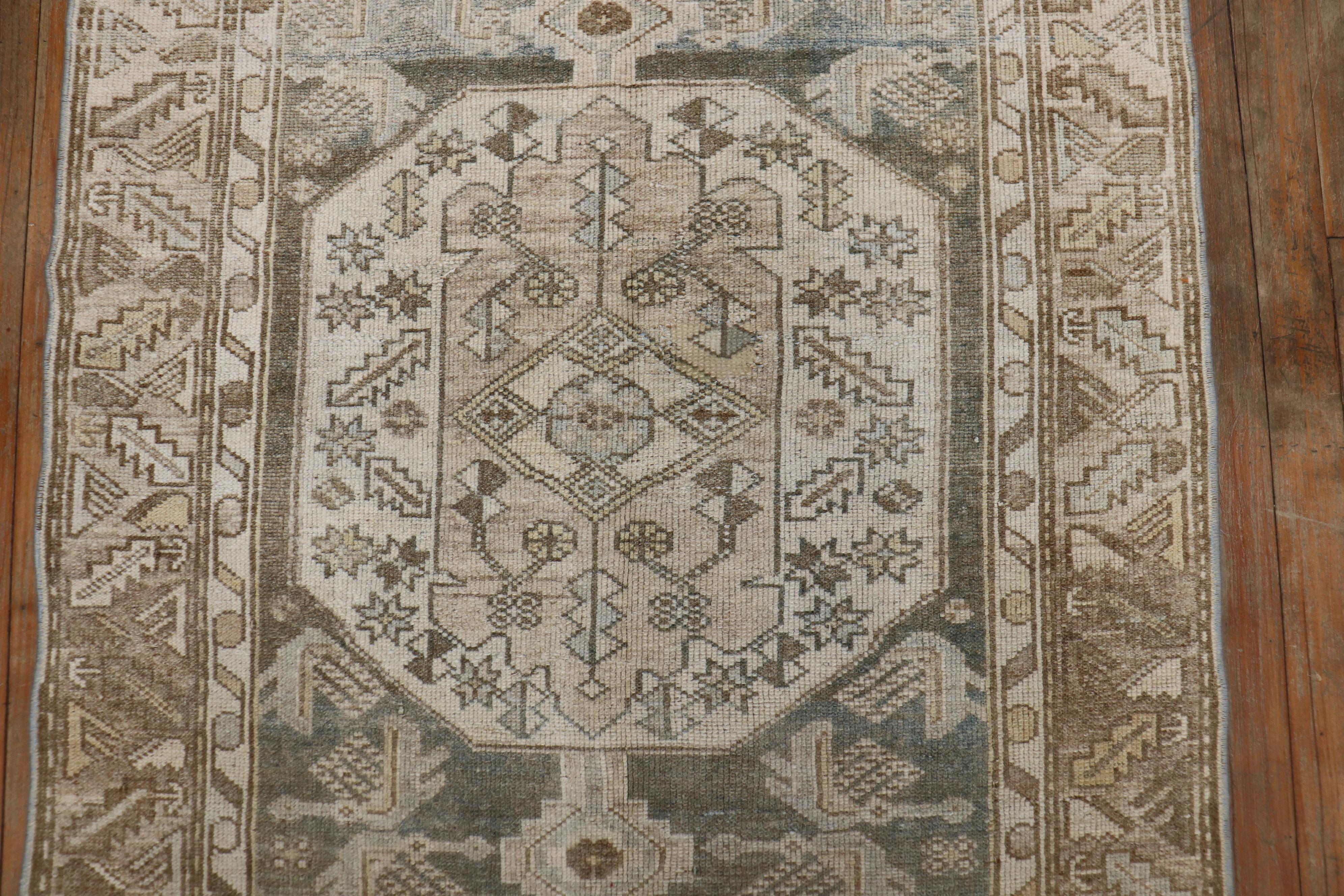 Neutral Color Antique Persian Malayer Runner In Good Condition In New York, NY