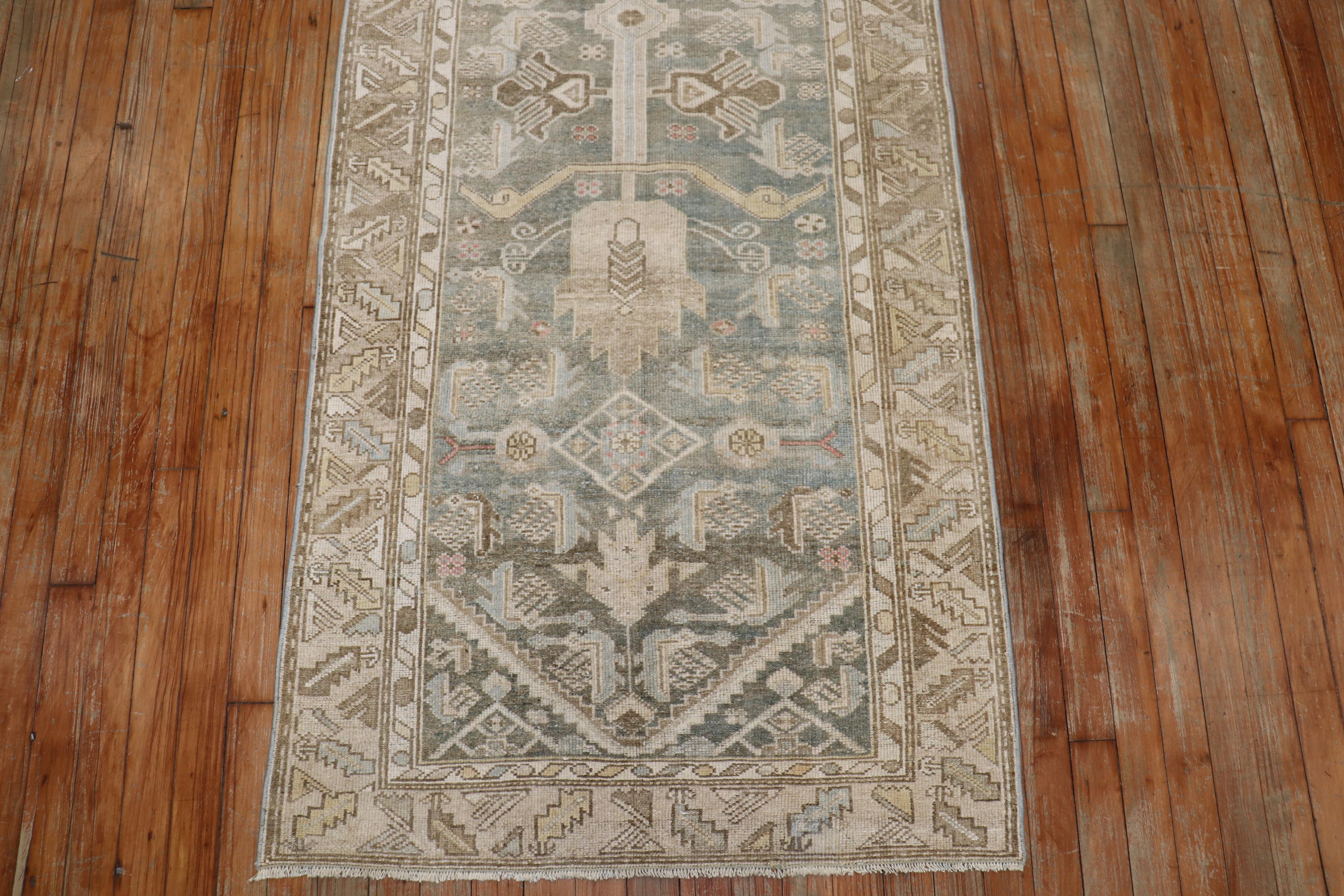Neutral Color Antique Persian Malayer Runner 1