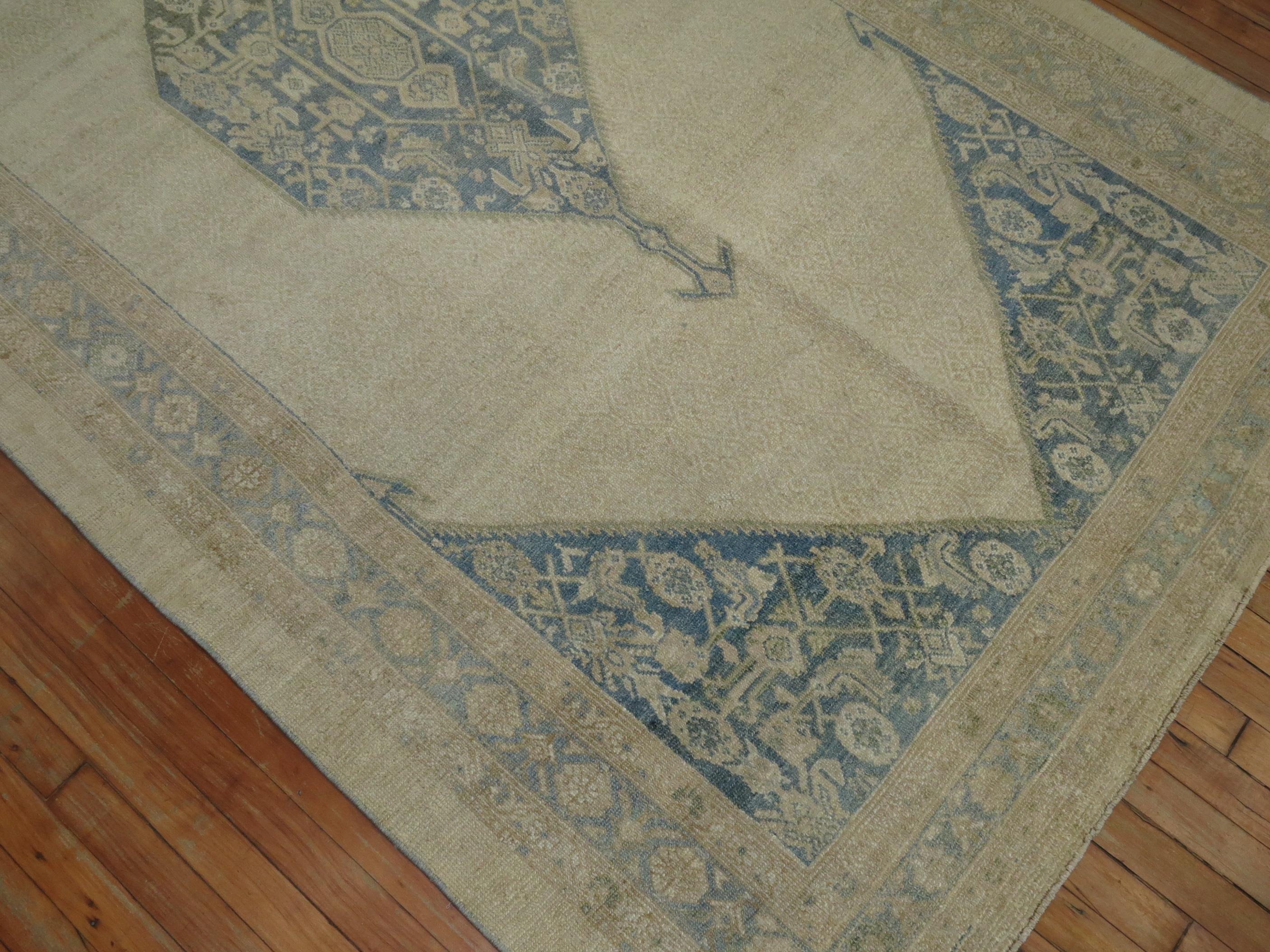 Hand-Knotted Neutral Color Persian Tribal Wide Gallery Runner For Sale