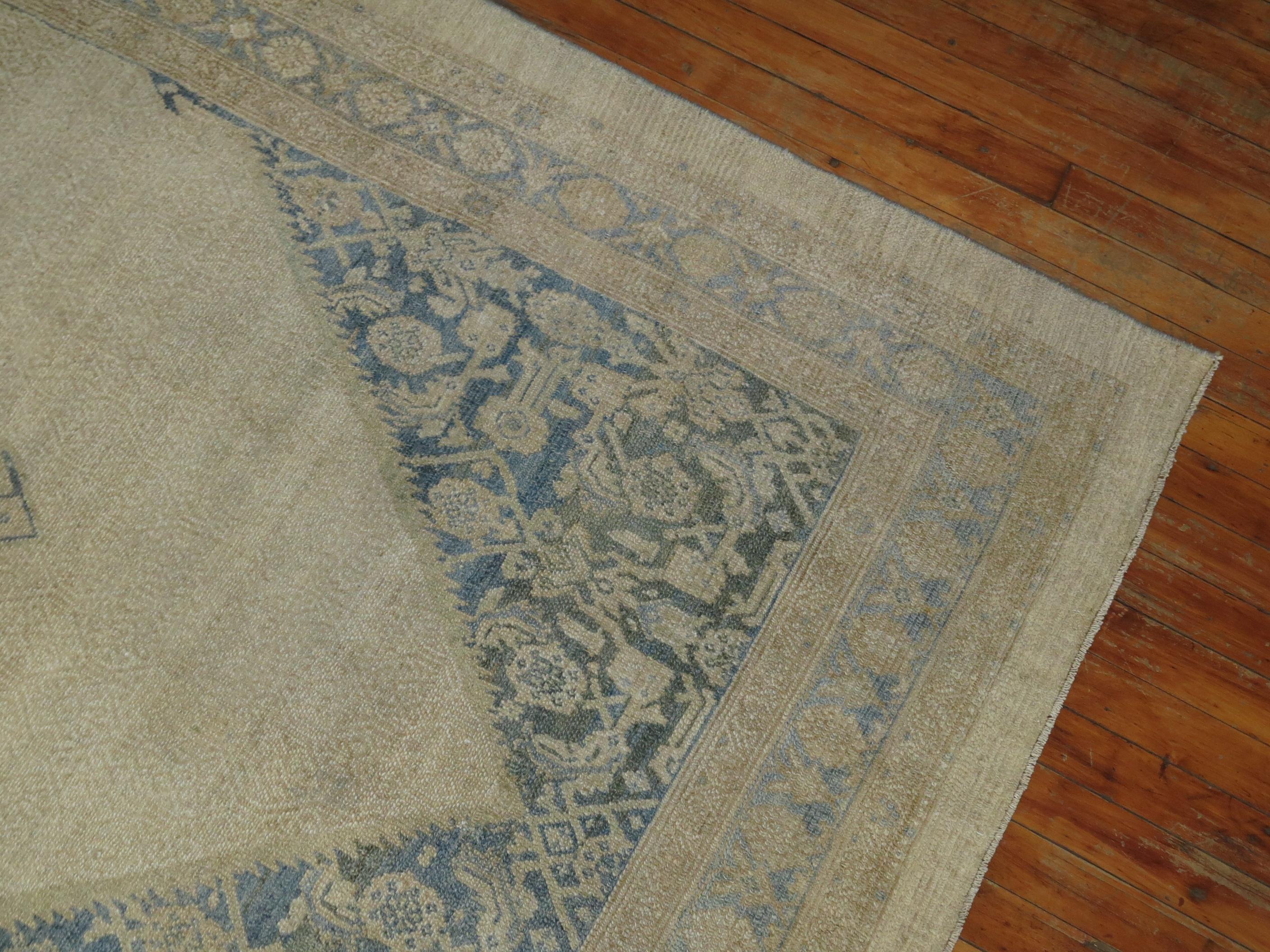 Neutral Color Persian Tribal Wide Gallery Runner In Good Condition For Sale In New York, NY