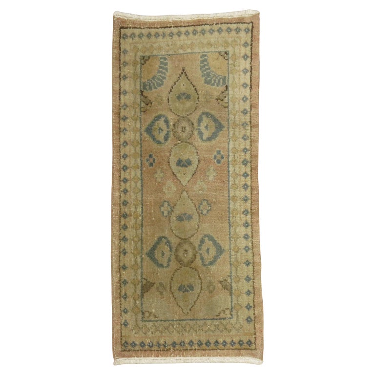 Neutral Color Turkish Anatolian Mini Rug For Sale at 1stDibs