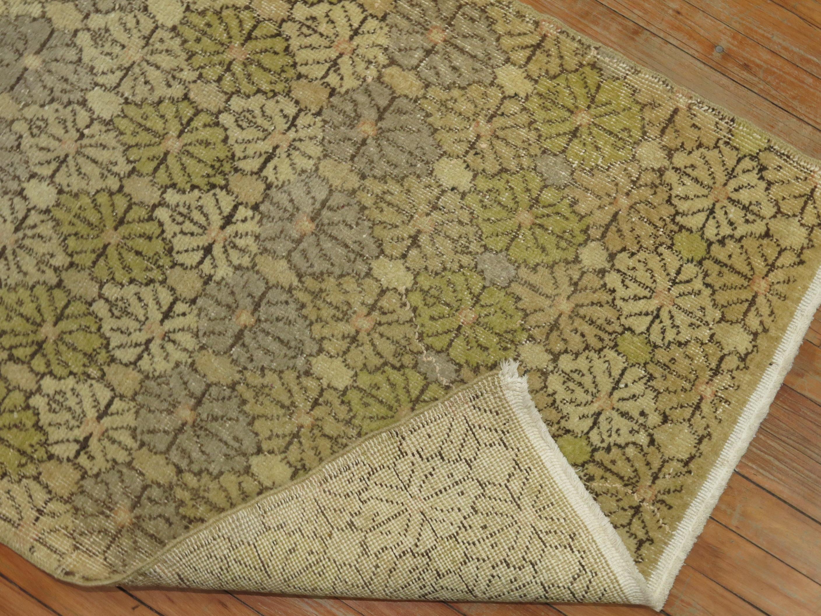 Hand-Knotted Neutral Color Turkish Deco Rug