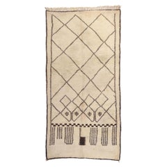 Neutral Color Retro Moroccan Rug by Berber Tribes of Morocco