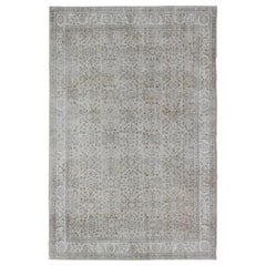 Neutral Colors Turkish Vintage Rug with Beautiful, Intricate Floral Design