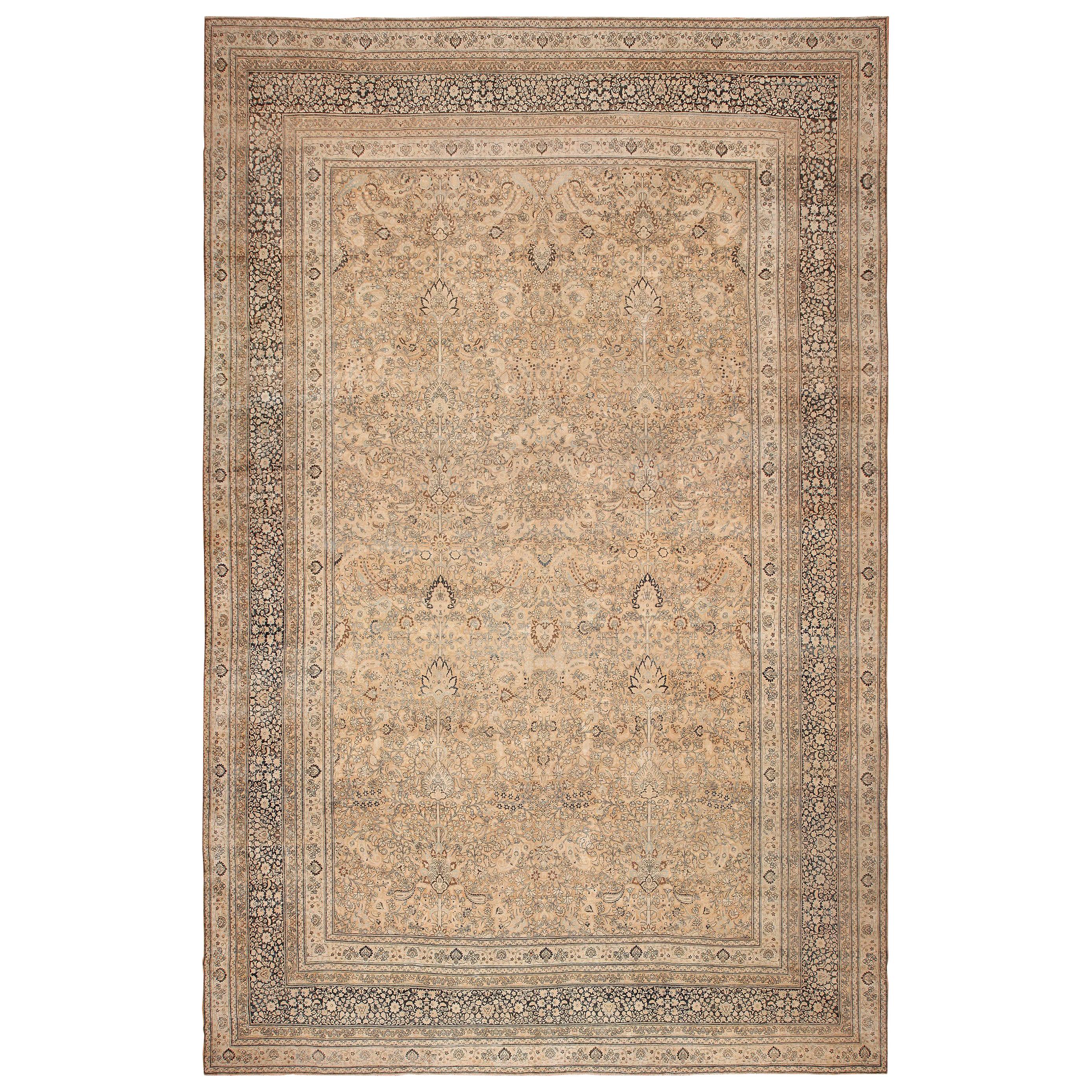 Antique Persian Tabriz Decorative Oriental Rug, in Small Size, Soft ...