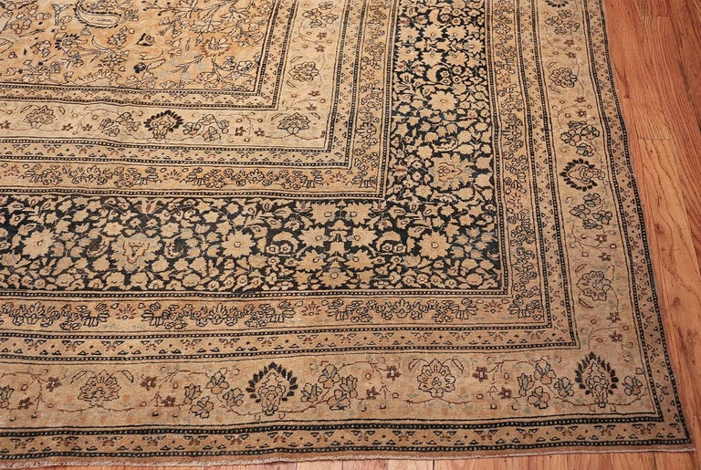 Neutral Earth Tone Color Antique Oversized Persian Tabriz Rug For Sale