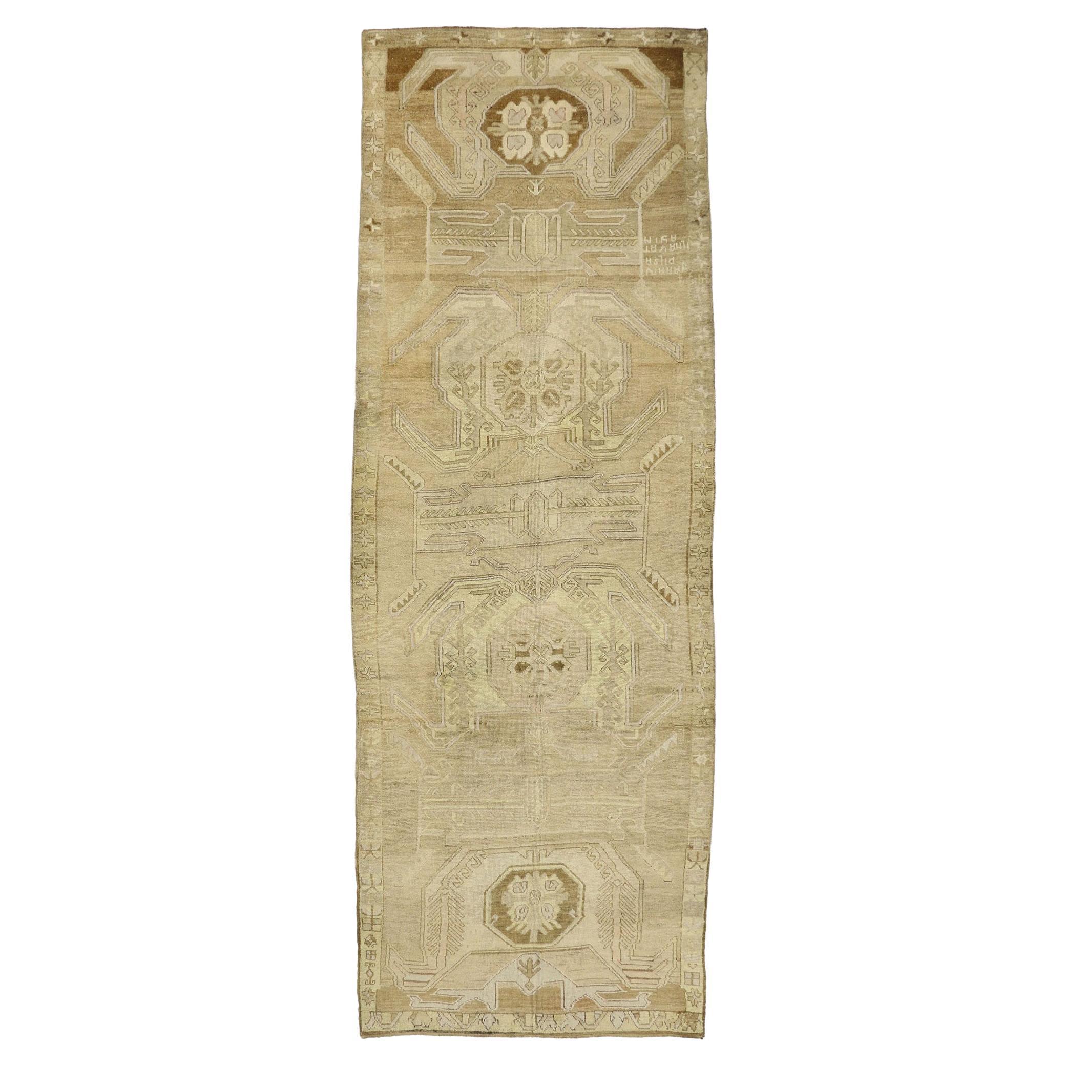 Alfombra Turca Oushak Vintage Neutra Tono Tierra