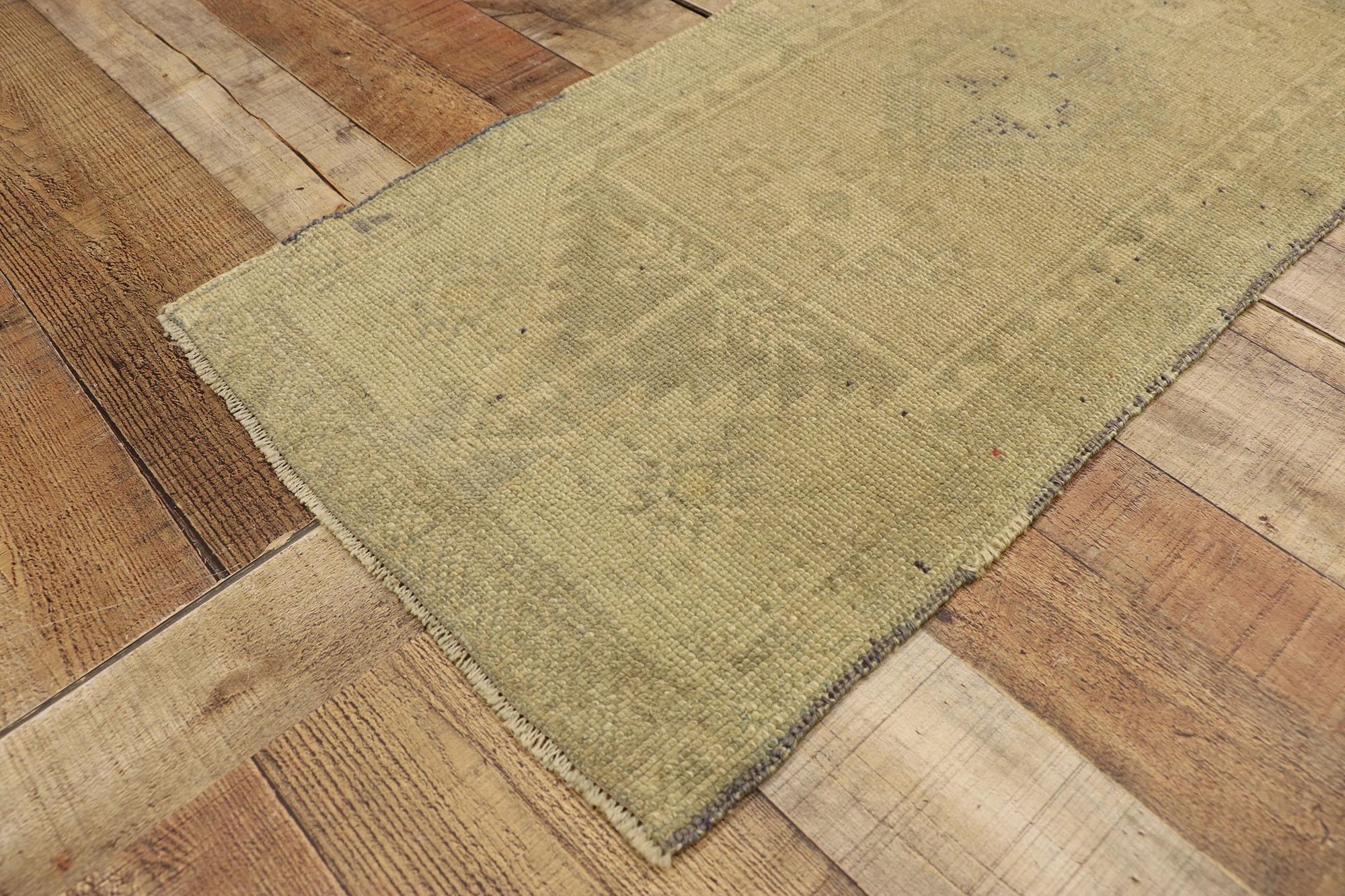 Wool Neutral Earth-Tone Vintage Turkish Oushak Yastik Rug For Sale