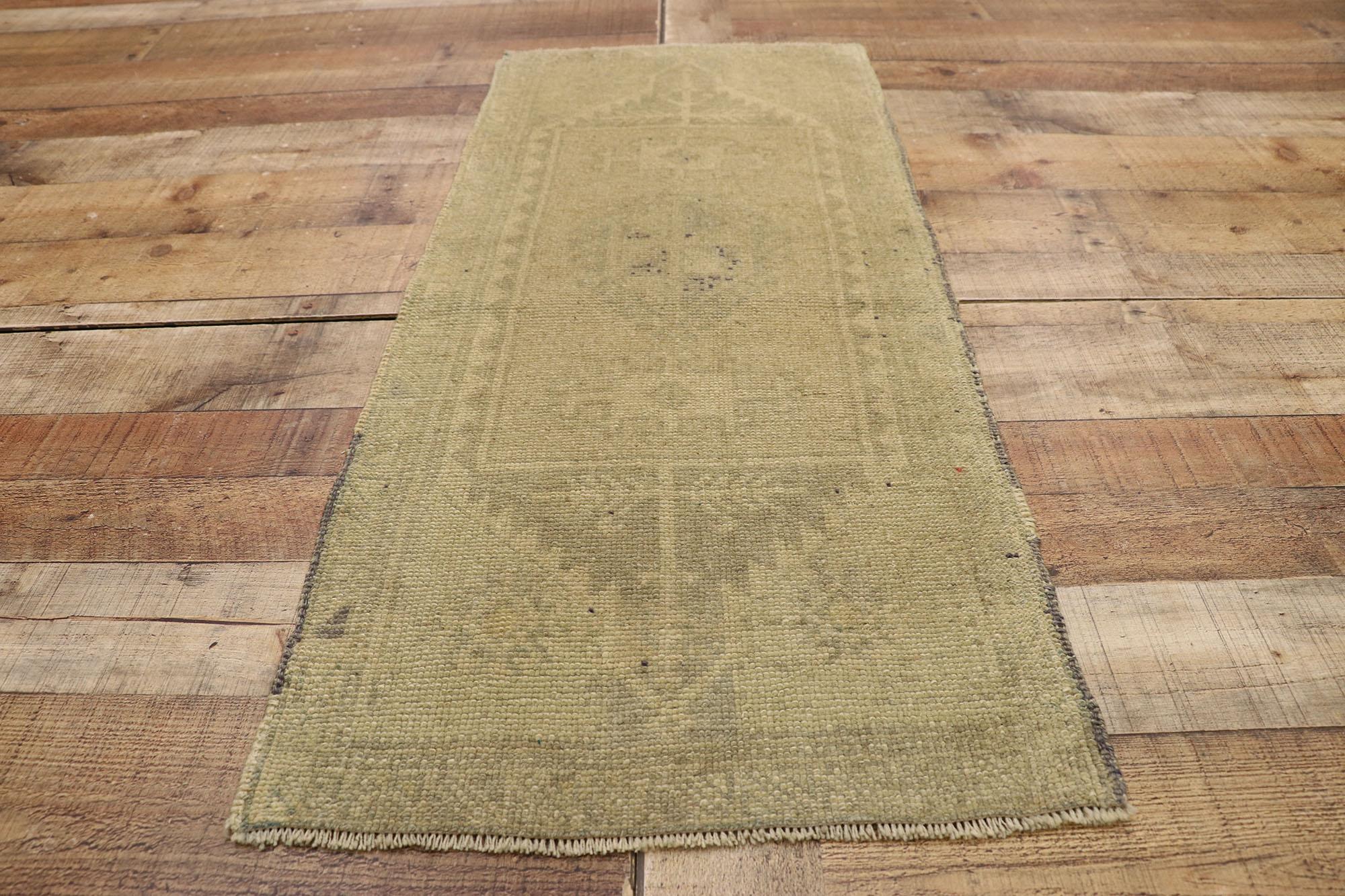 Neutral Earth-Tone Vintage Turkish Oushak Yastik Rug For Sale 1