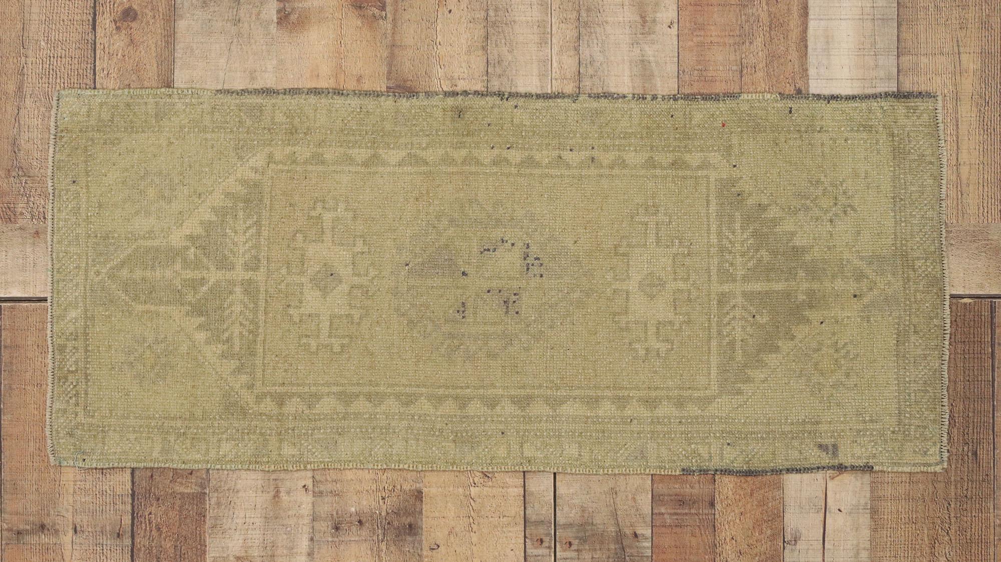 Neutral Earth-Tone Vintage Turkish Oushak Yastik Rug For Sale 2