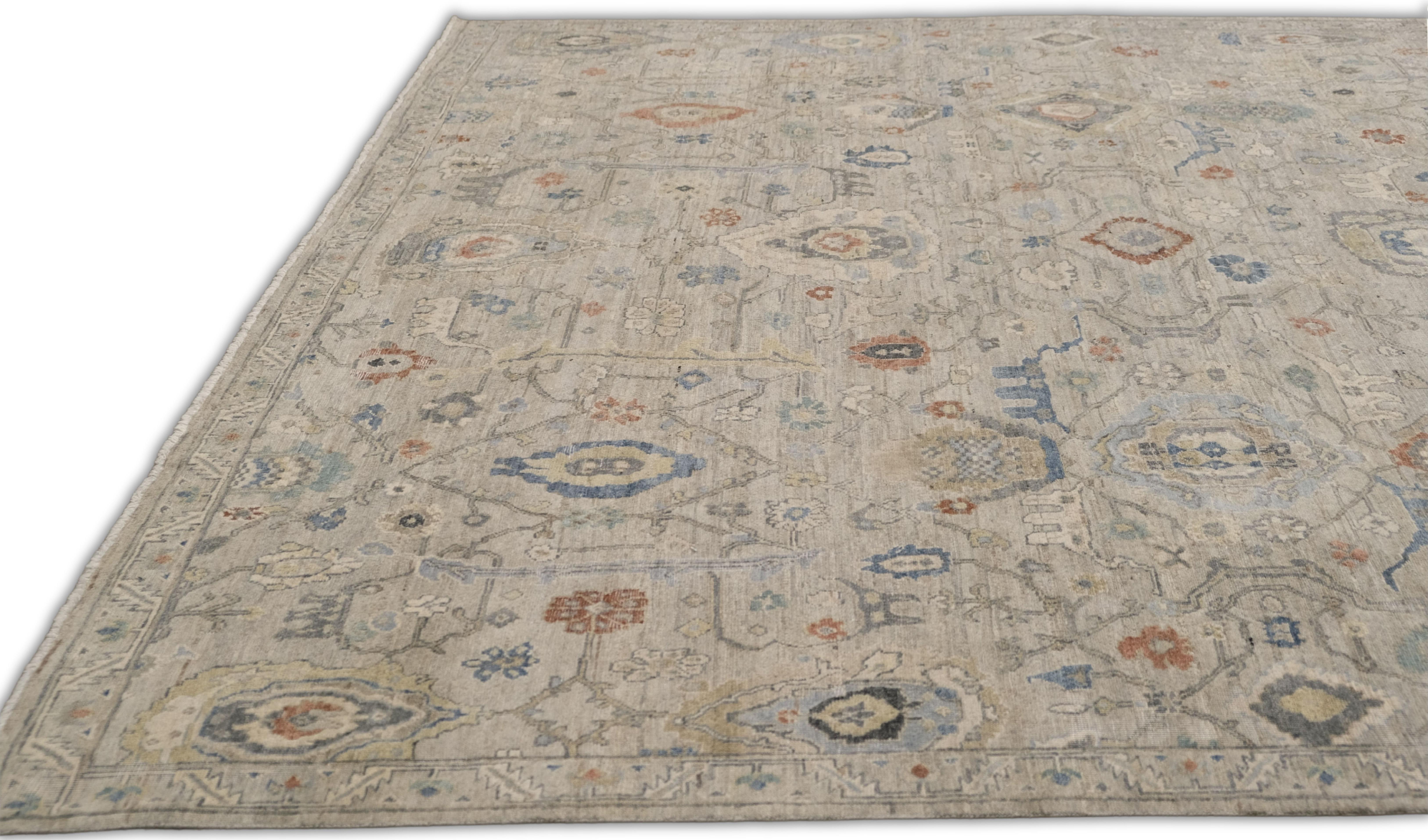 Asiatico Tappeto in lana con motivo Mahal, neutro e di colore scuro, 8'9''x12' in vendita