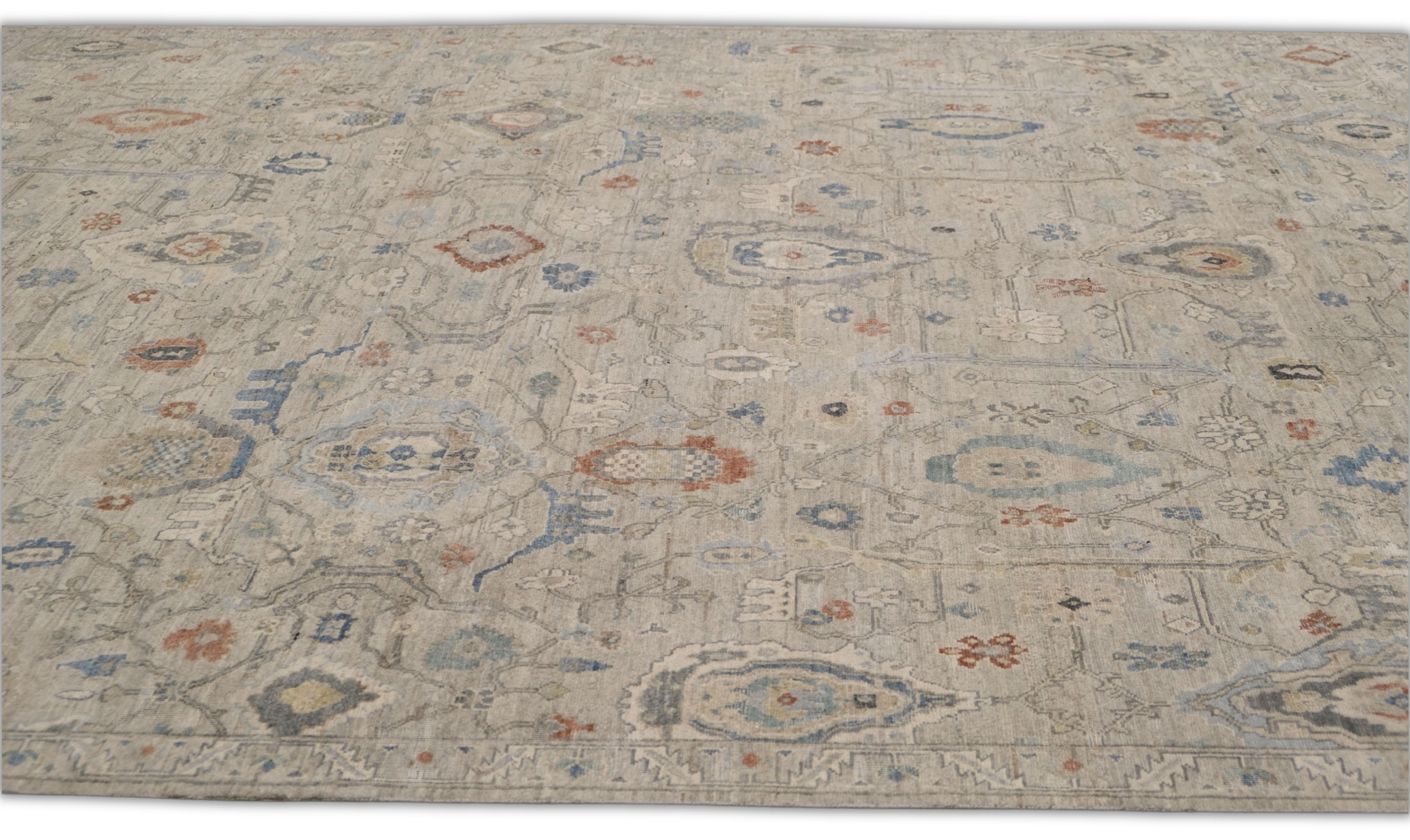 Tappeto in lana con motivo Mahal, neutro e di colore scuro, 8'9''x12' in vendita 1