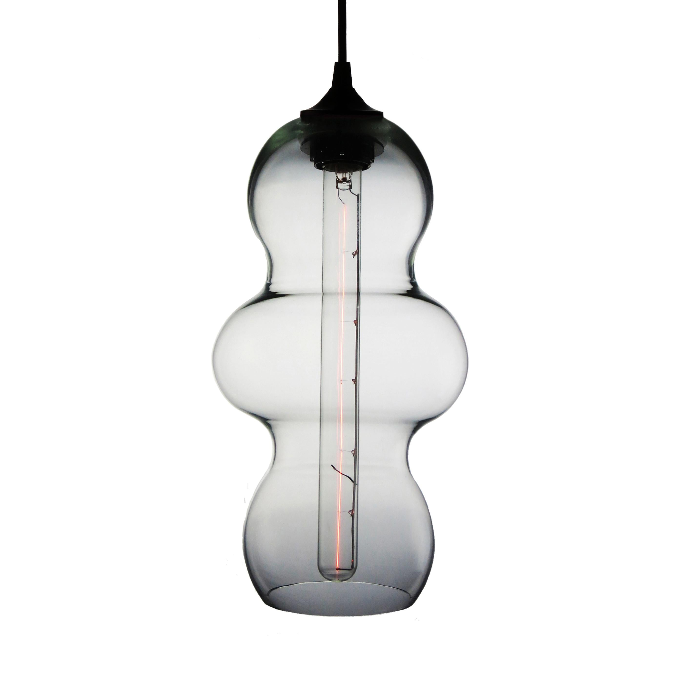 Neutral Gray Contemporary Organic Architectural Hand Blown Pendant Lamp For Sale 1