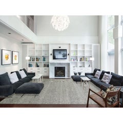 Neutral Gray Undyed 100% Wool Grass Design Hand Knotted Oversized Oriental Rug