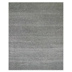 Neutral Gray Undyed 100% Wool Grass Design Hand Knotted Oversized Oriental Rug