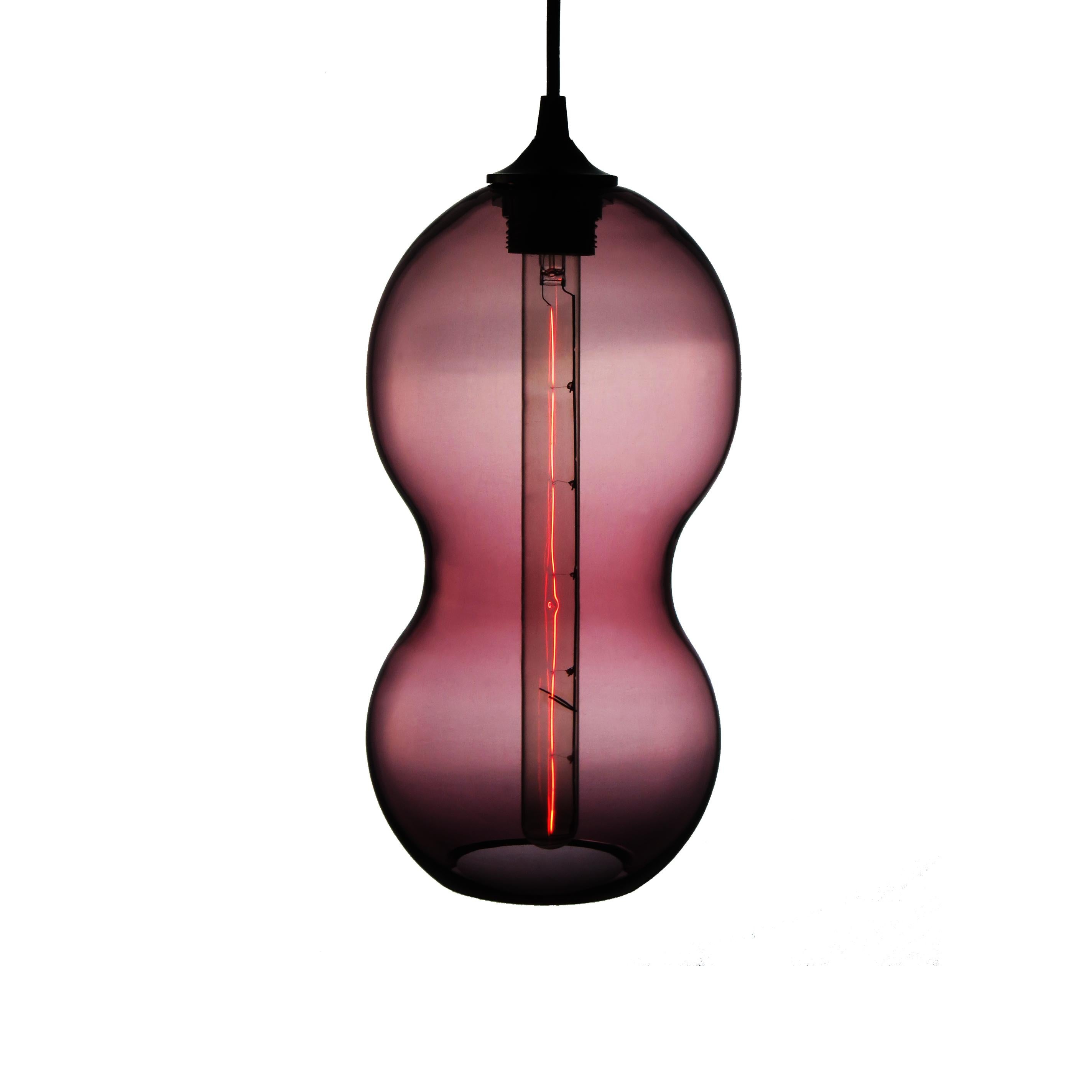 Blown Glass Neutral Grey Contemporary Organic Architectural Hand Blown Pendant Lamp For Sale