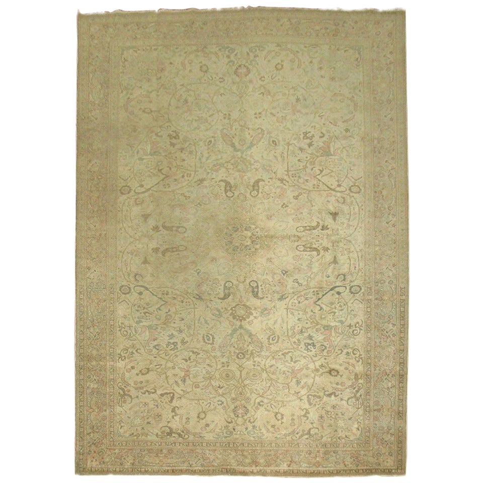 Neutral Hand Knotted Turkish Rug with Formal Design For Sale