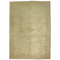 Neutral Hand Knotted Turkish Rug with Formal Design