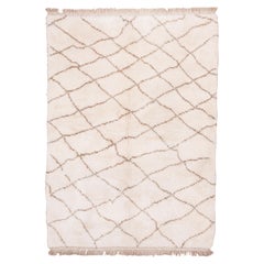 Neutral Handknotted Moroccan Style Area Rug, Thick & Silky Pile