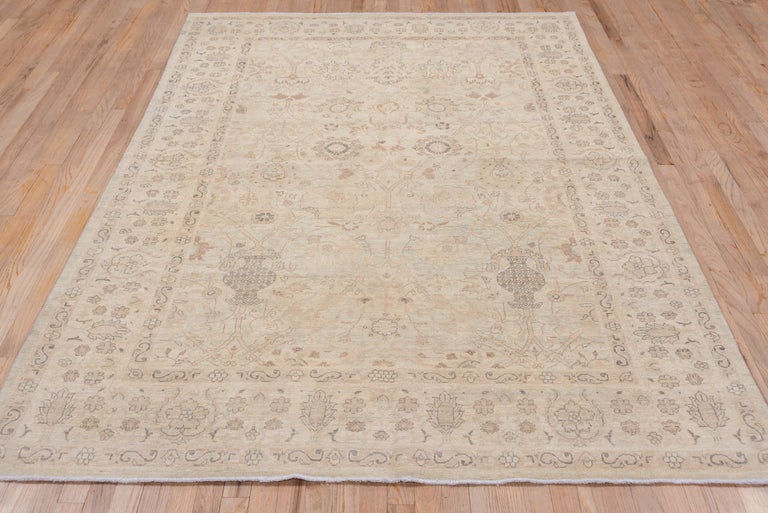 Neutral Hand Knotted Tabriz Style Carpet at 1stDibs