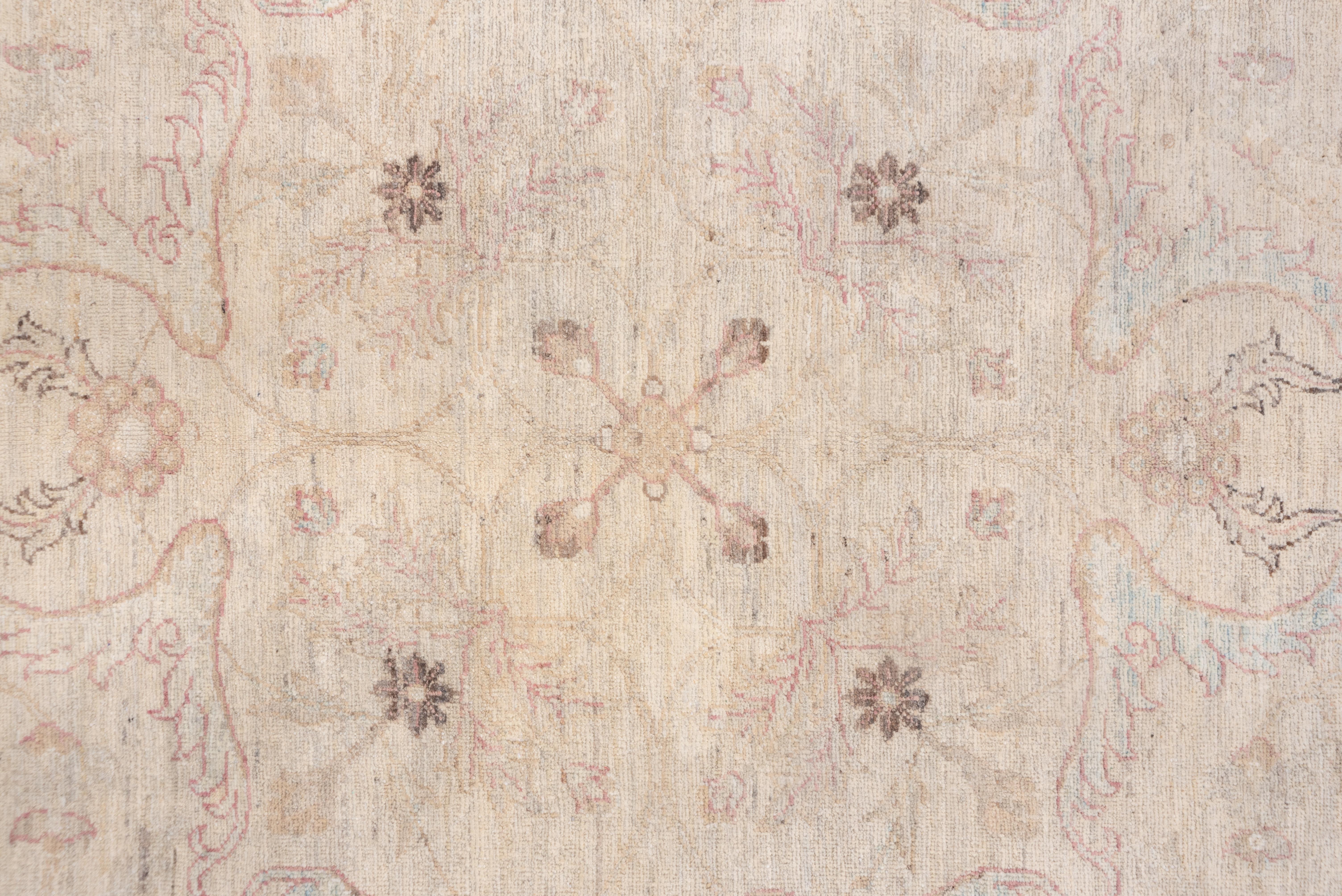 Hand-Knotted Neutral Persian Tabriz Carpet For Sale