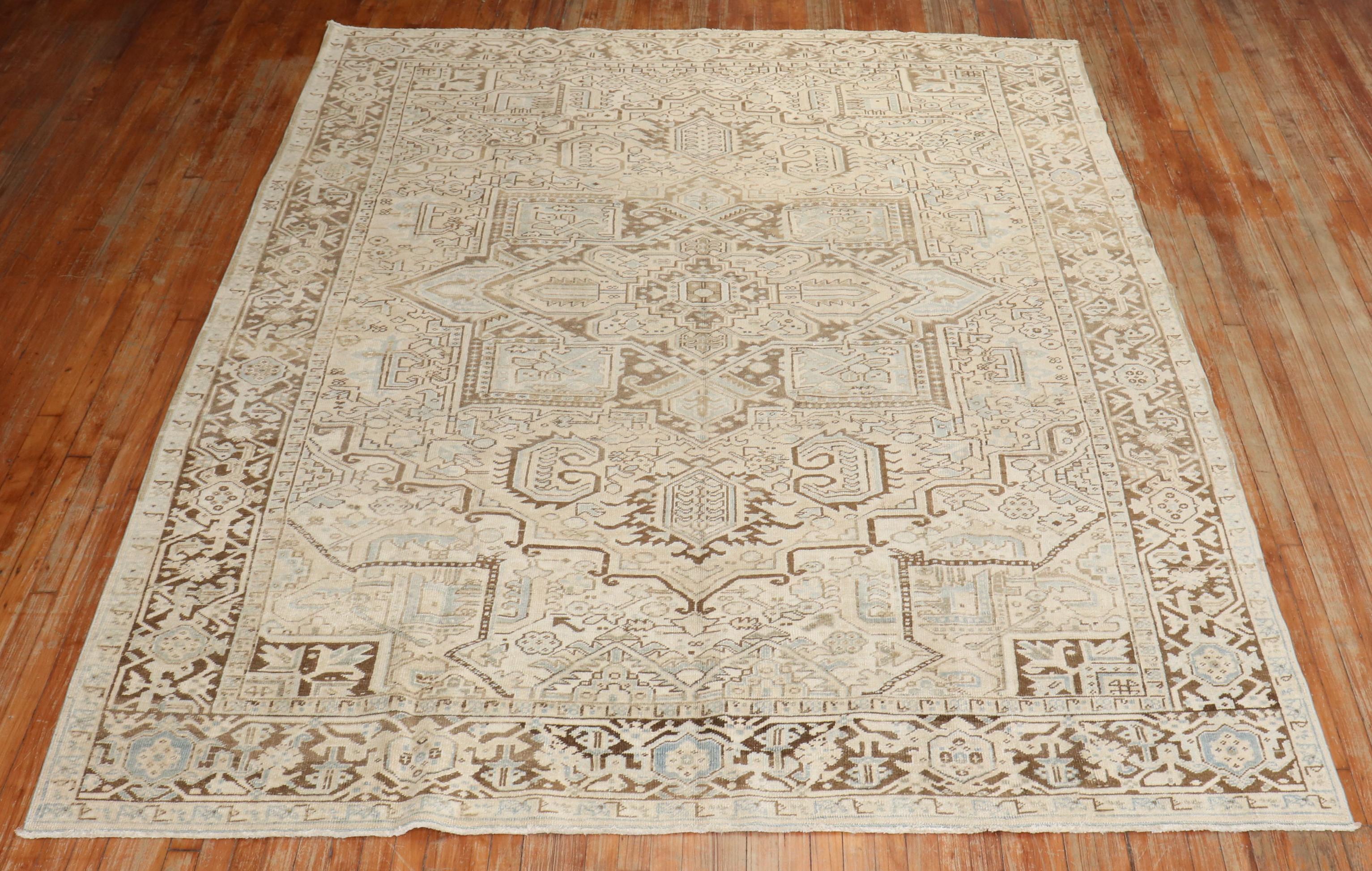Neutral Heriz Antique Persian Rug For Sale at 1stDibs | neutral persian rug