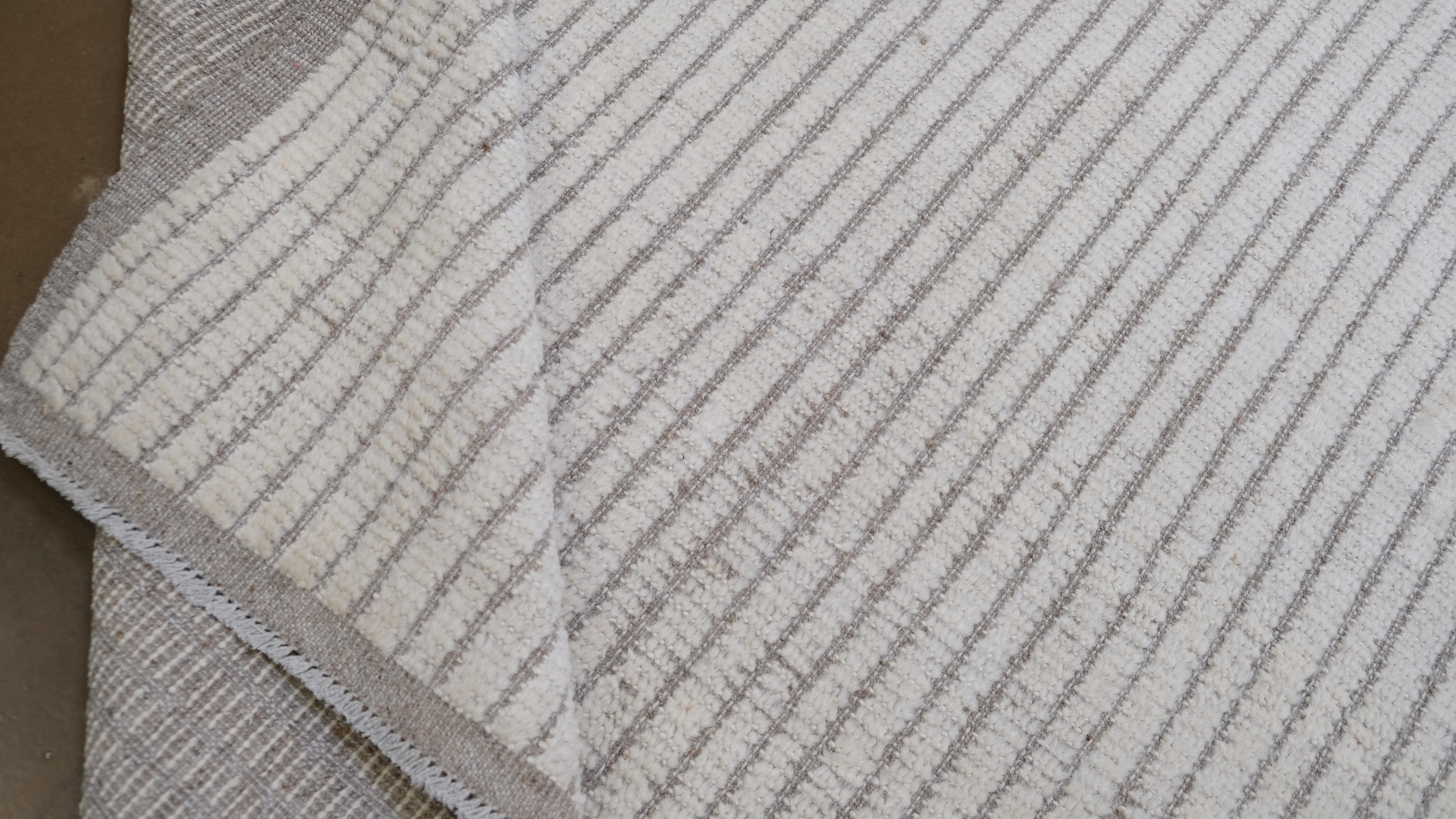 Alfombra de lana con textura neutra alta baja 12'x15'5'' Escandinavo moderno en venta