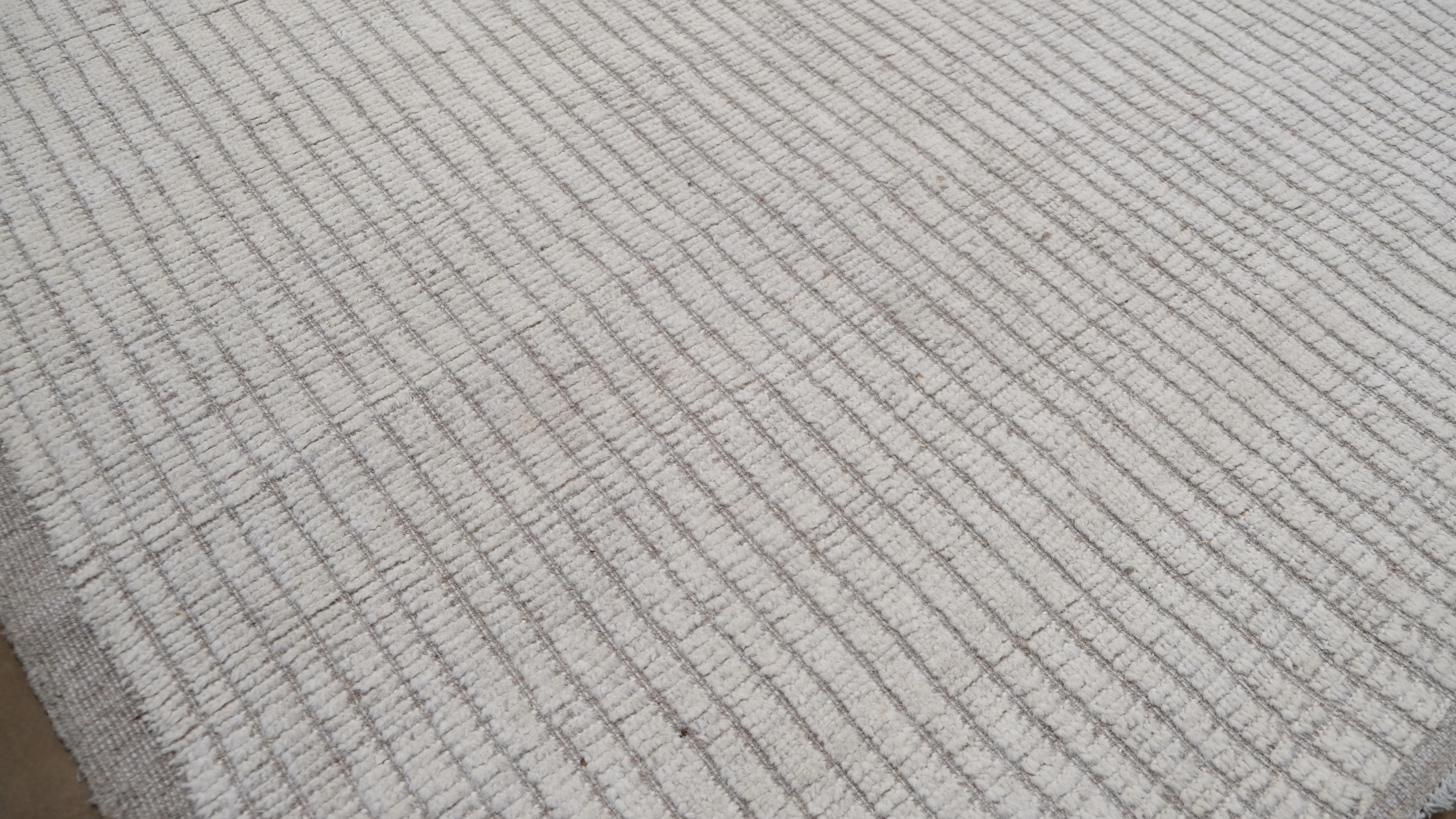 Alfombra de lana con textura neutra alta baja 12'x15'5'' Pakistaní en venta