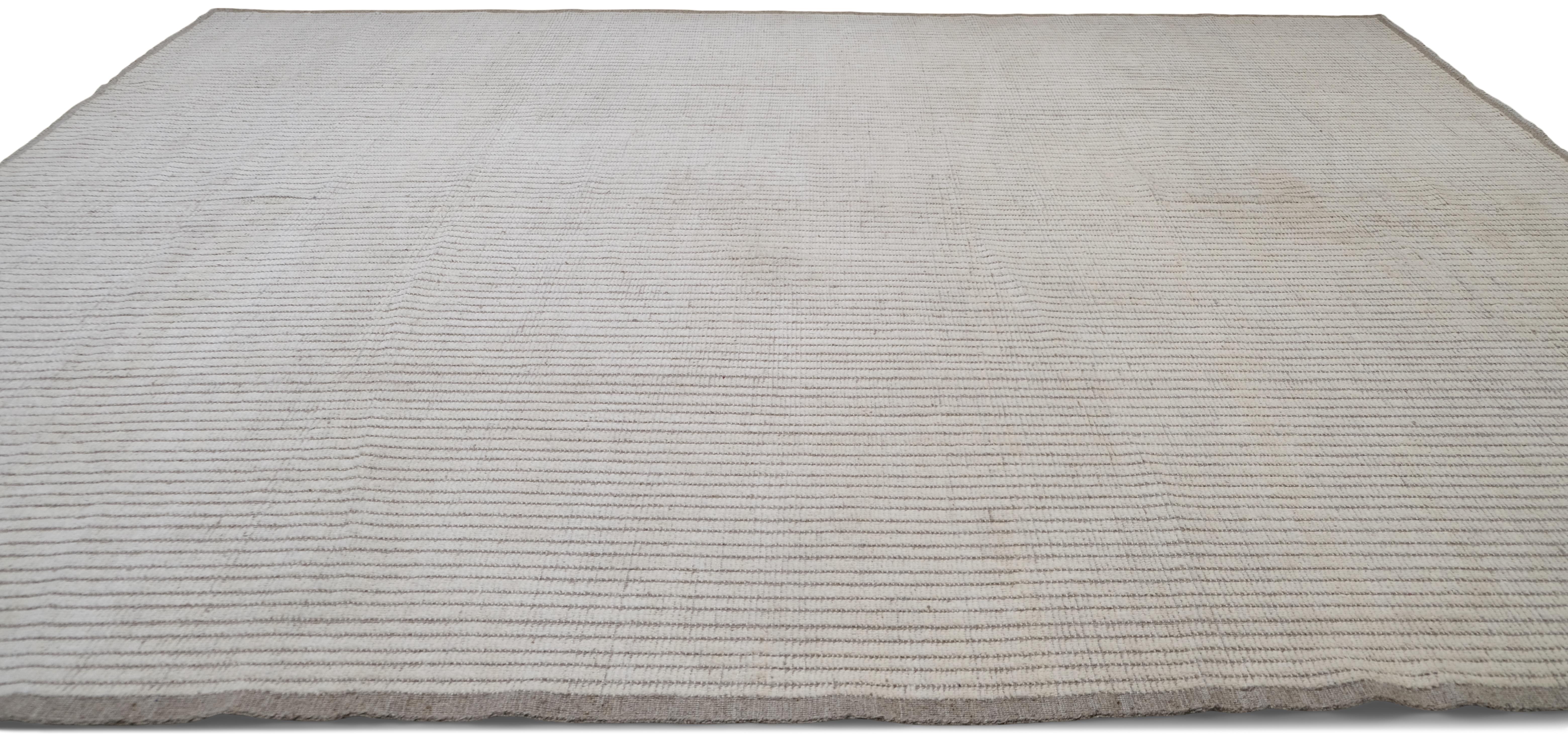 Alfombra de lana con textura neutra alta baja 12'x15'5'' Anudado a mano en venta