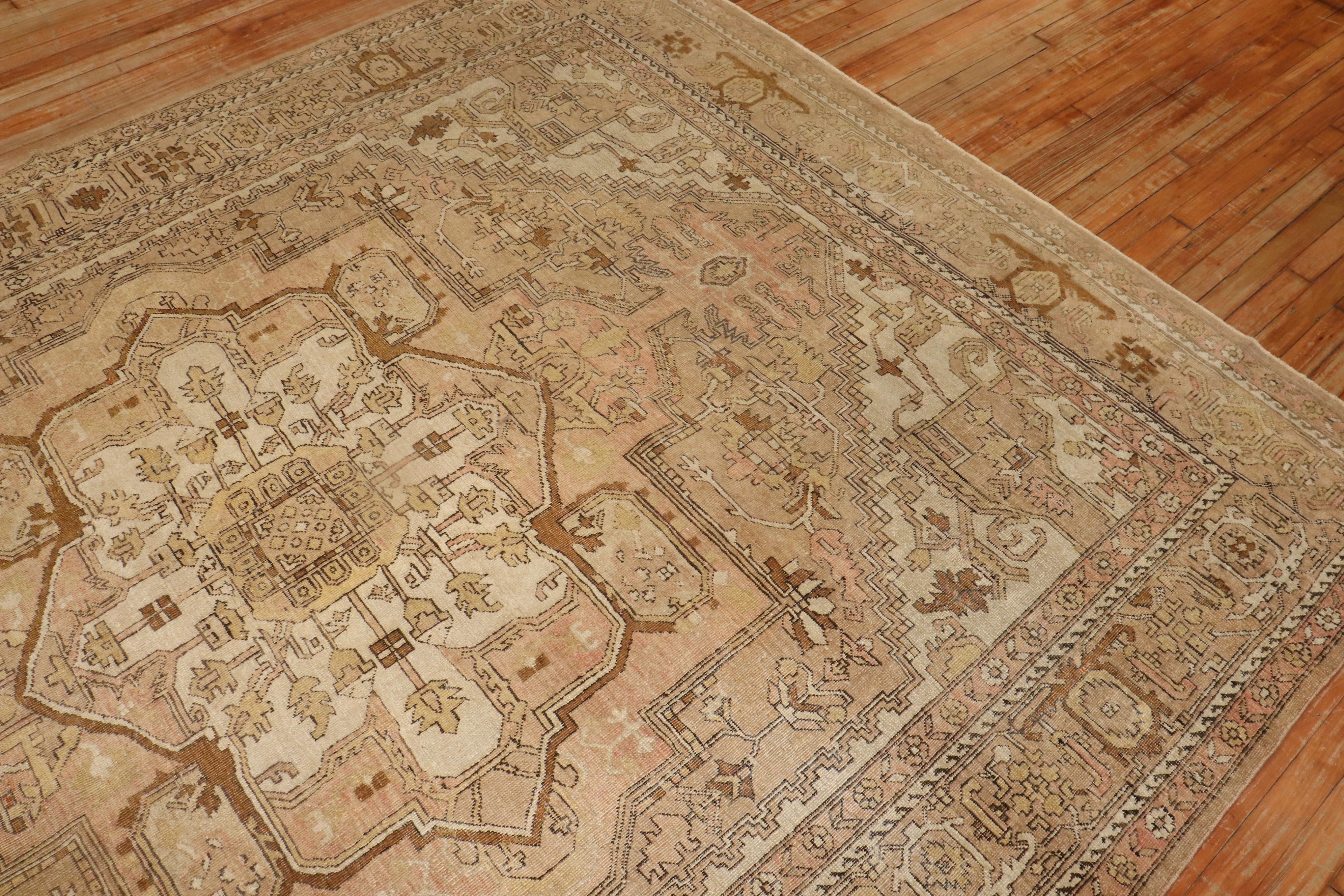 Wool Neutral Indian Room Size Rug For Sale