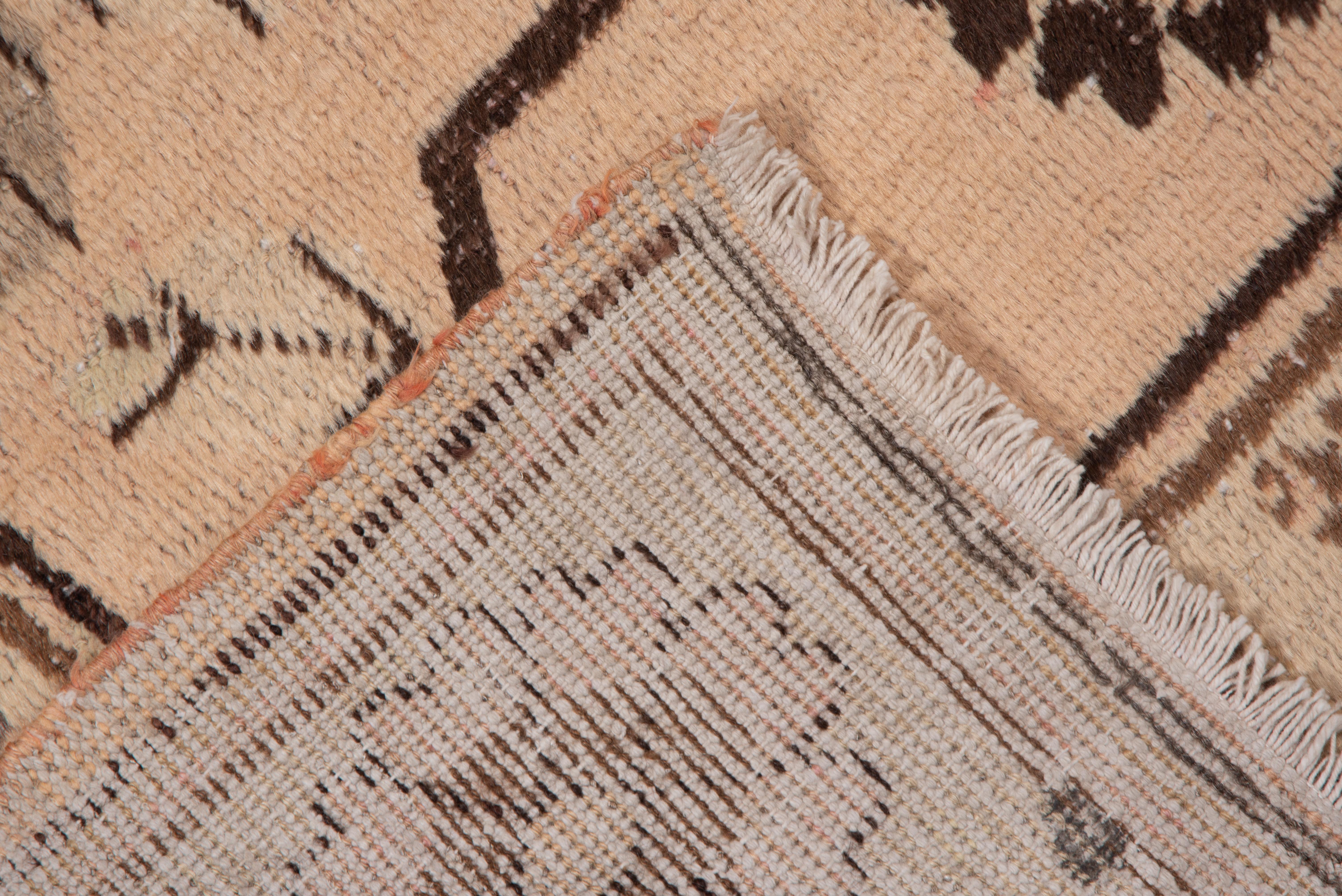 Wool Neutral Khotan Rug, Landscape Orientation, Light Peach Field, circa 1930s