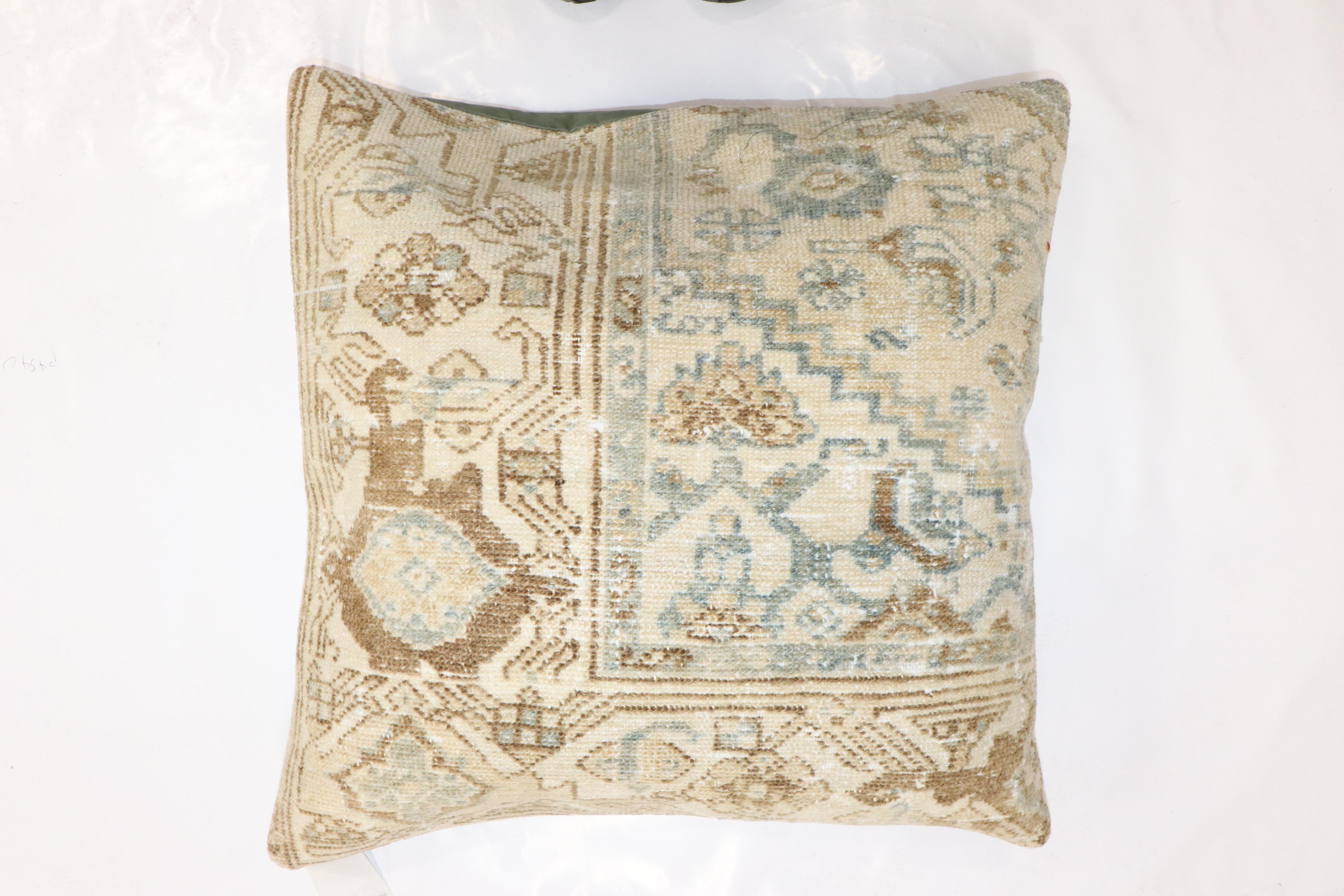20th Century Neutral Large Antique Persian Malayer Rug Pillow For Sale