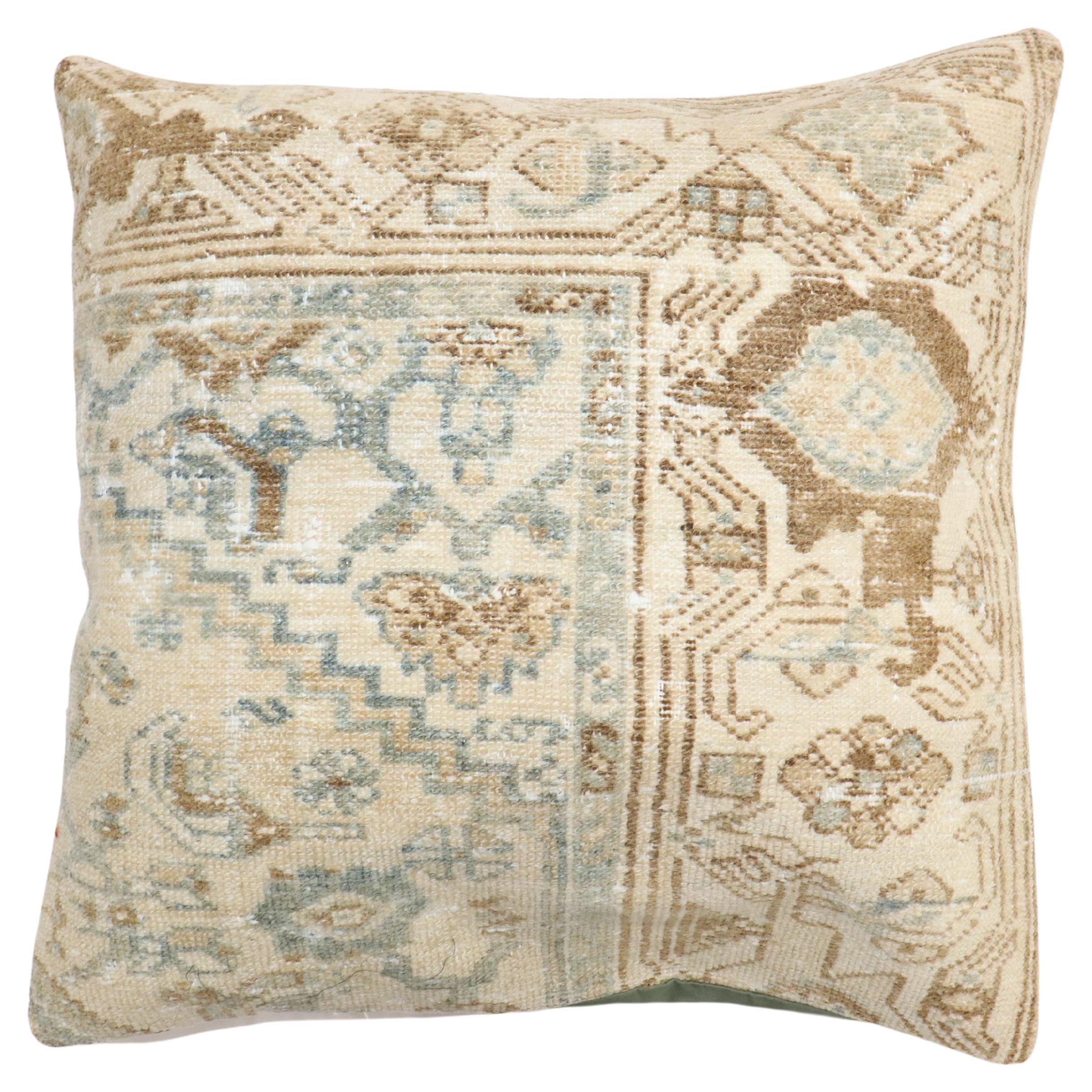 Neutral Large Antique Persian Malayer Rug Pillow For Sale